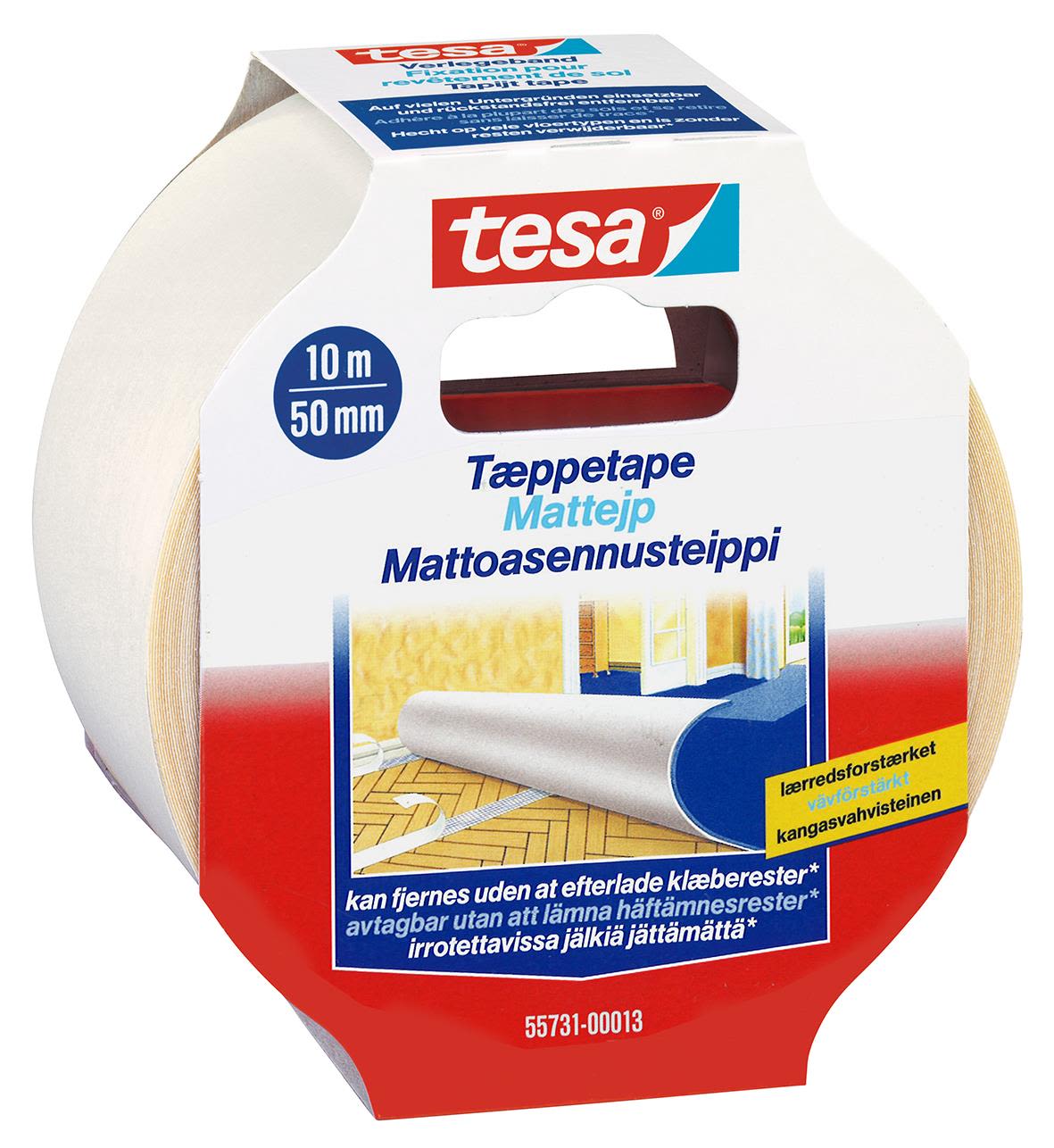 Tesa 55731 Gulvtape i polypropylen, dobbeltsidet 10 m x 50 mm