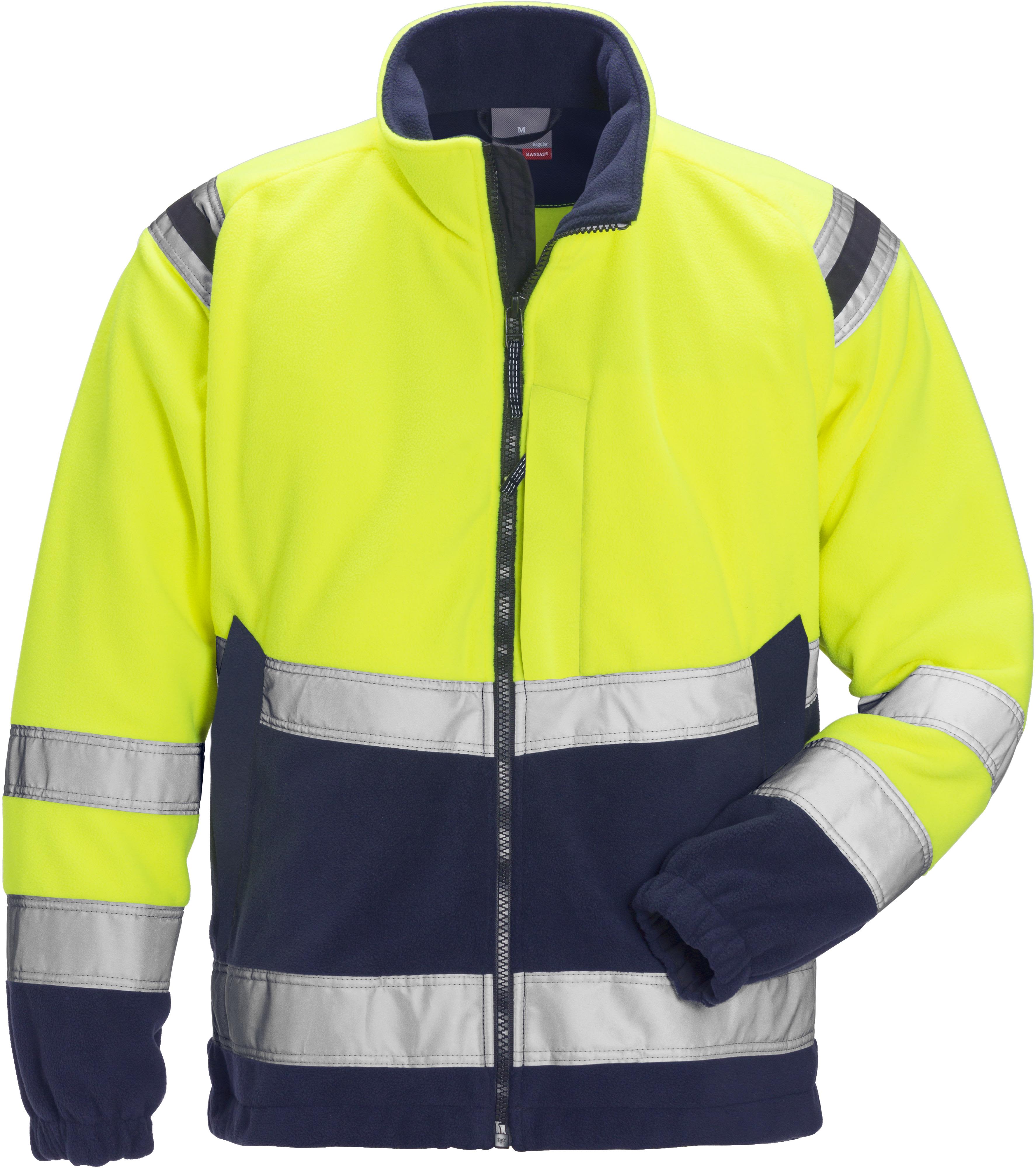 Fristads 4041 FE Fleecejakke varselgul/marineblå XL
