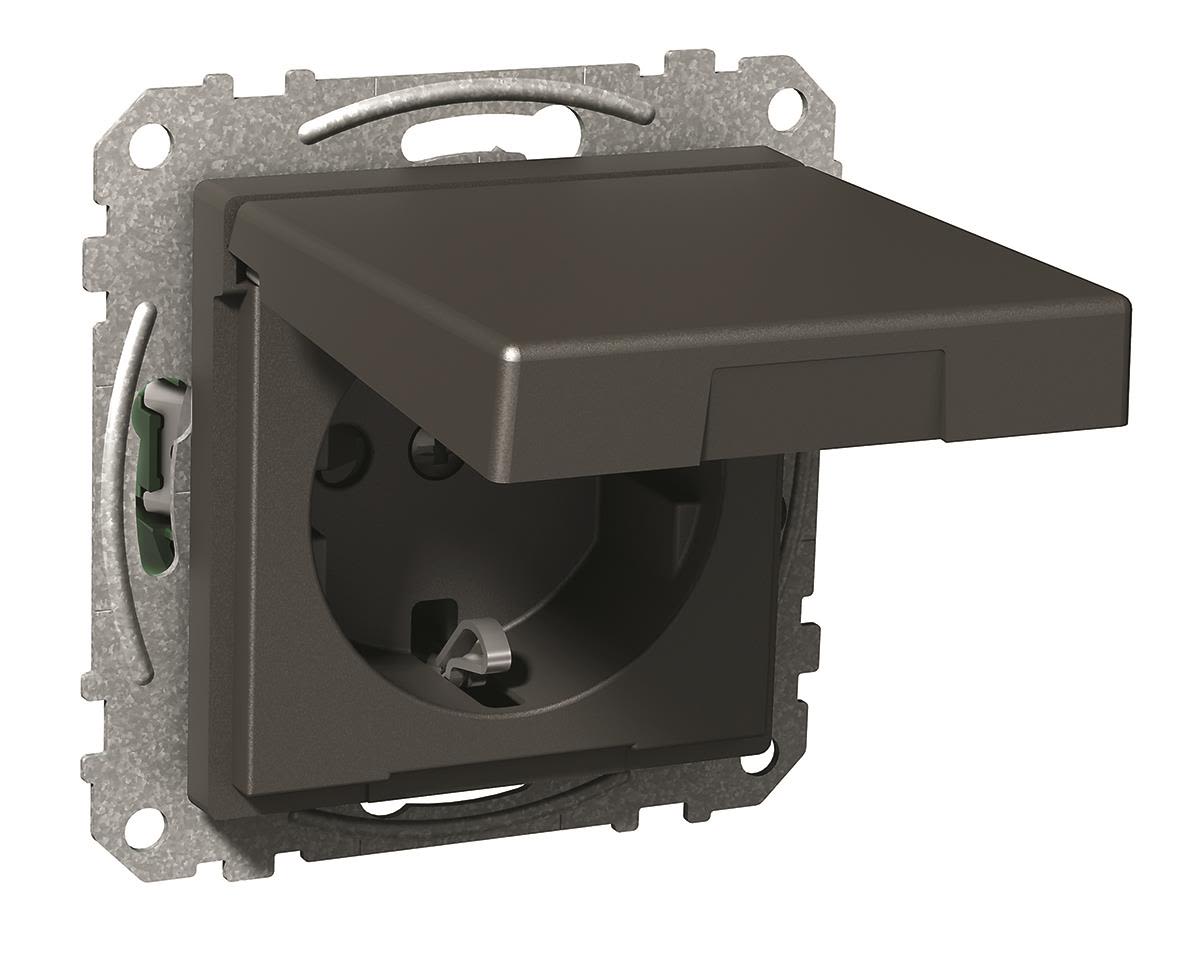 Schneider Electric WDE003177 Vägguttag 1-vägs, jordat, lock Antracit