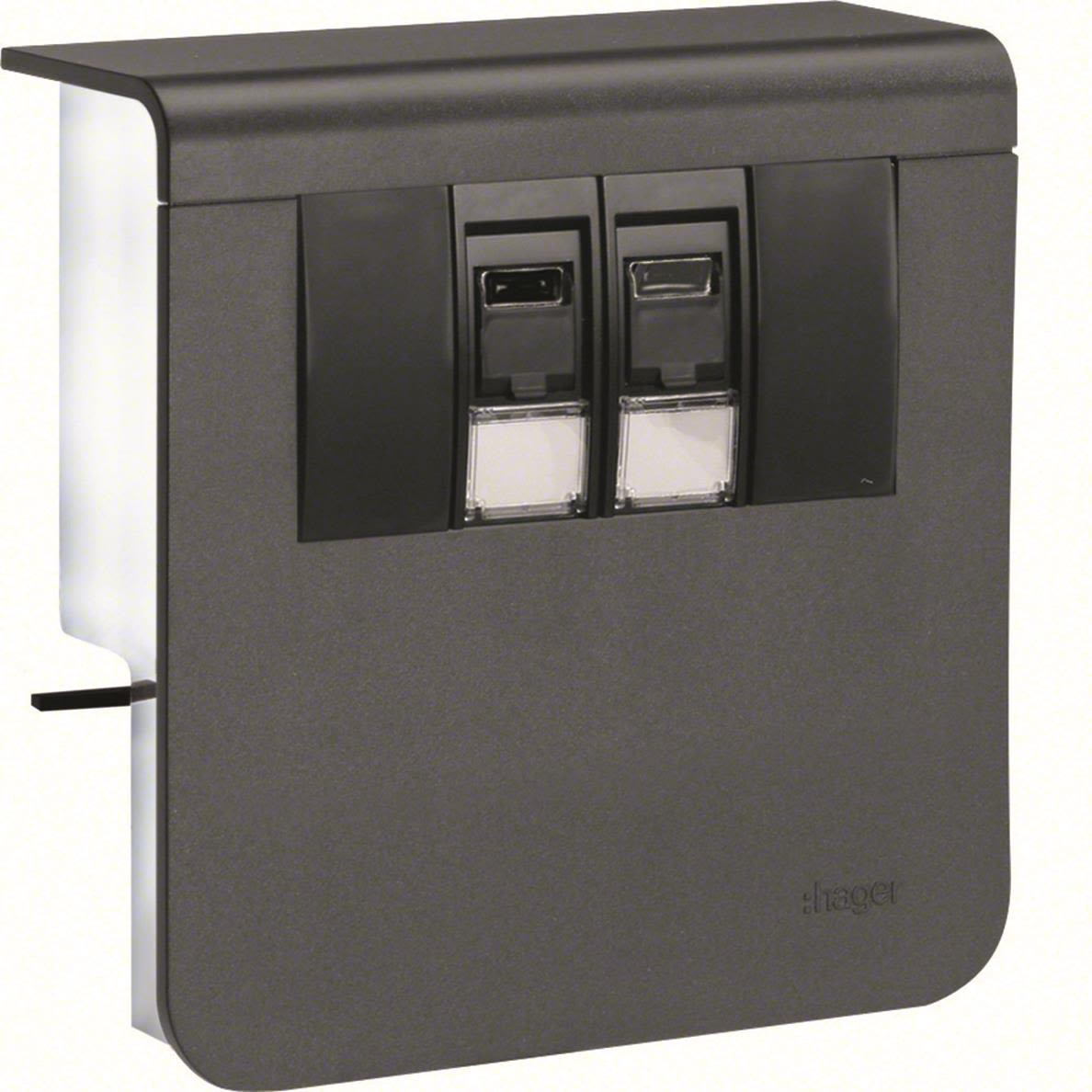 Hager SL200809079011 Datauttag 2 x RJ45 Antracitgrå
