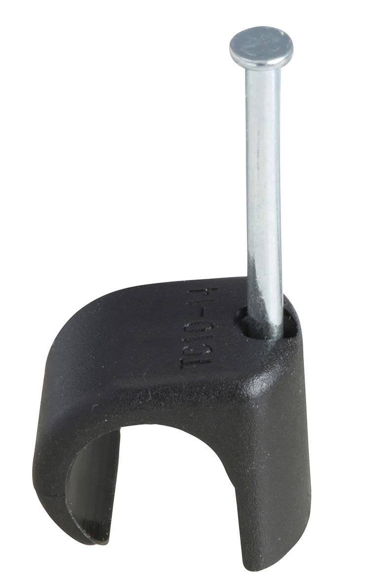 Schneider Electric TC 2032043 Spikerklips for rund kabel, 7–10 mm, 100-pakning 25 mm lengde, svart