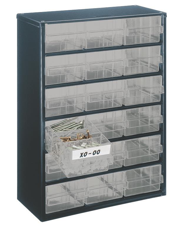 Raaco 137478 Oppbevaringsskap 417 x 306 x 150 mm 6 hyller, 18 skuffer