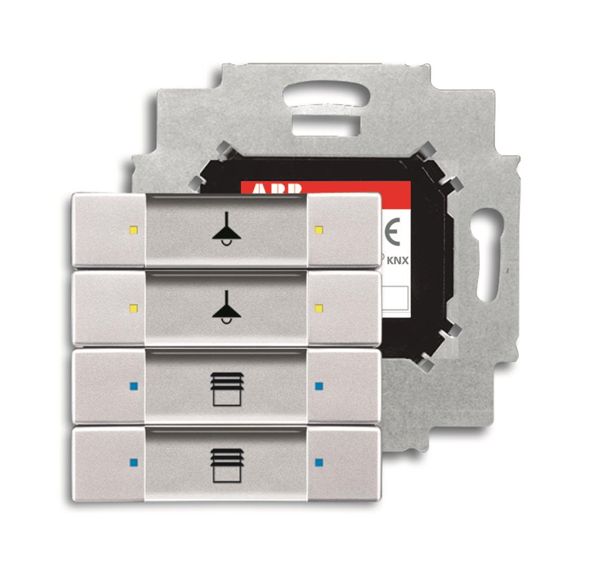 ABB Impressivo 6117-0-0223 Tryckknapp 4-polig knapp, med busskopplare, KNX Aluminium