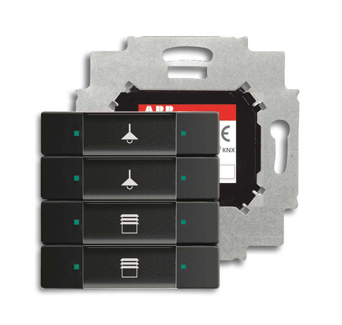 ABB Impressivo 6117-0-0231 Tryckknapp 4-polig knapp, med busskopplare, KNX Svart