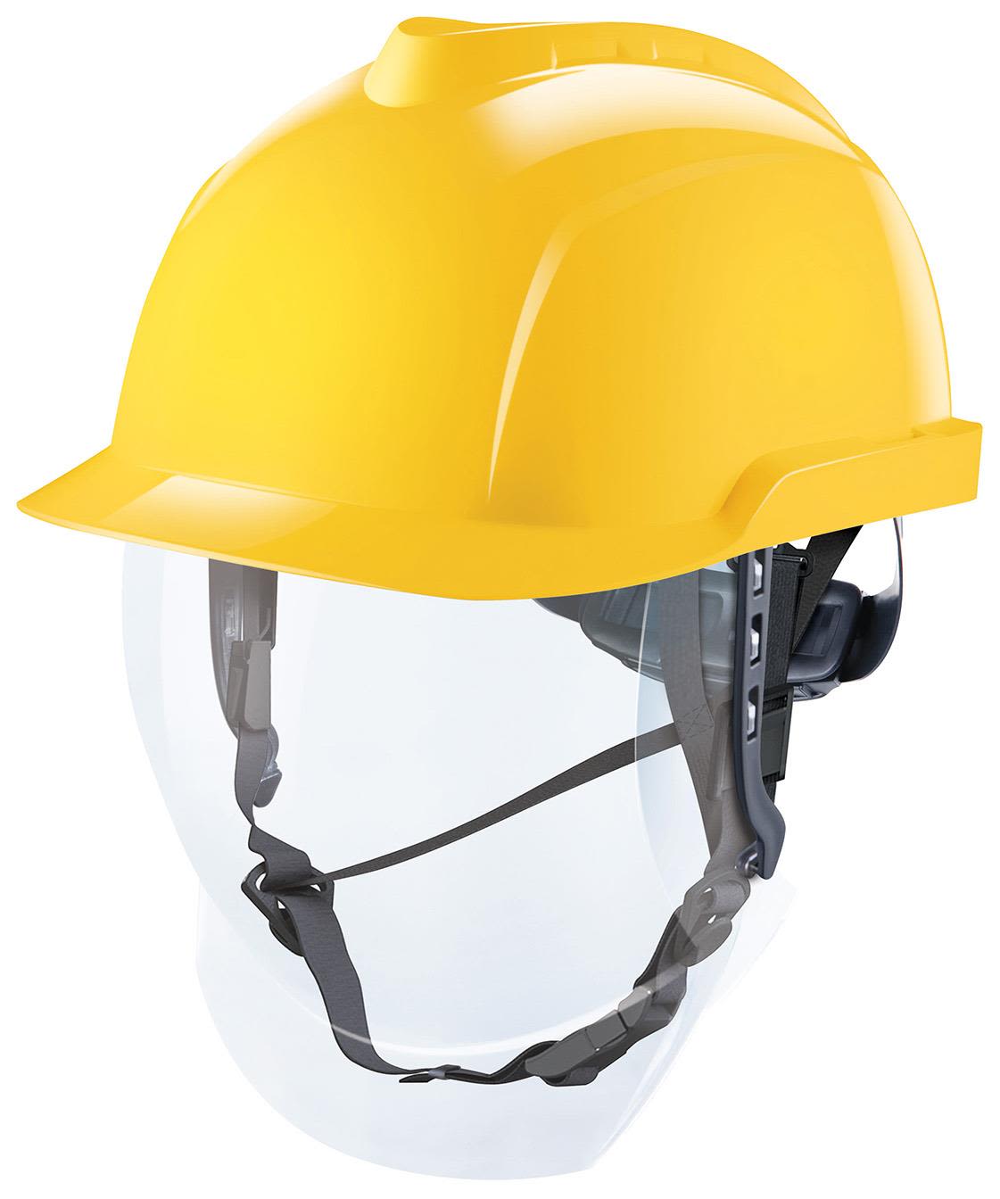 MSA V-Gard 950 Skyddshjälm oventilerad, inbyggt visir Gul
