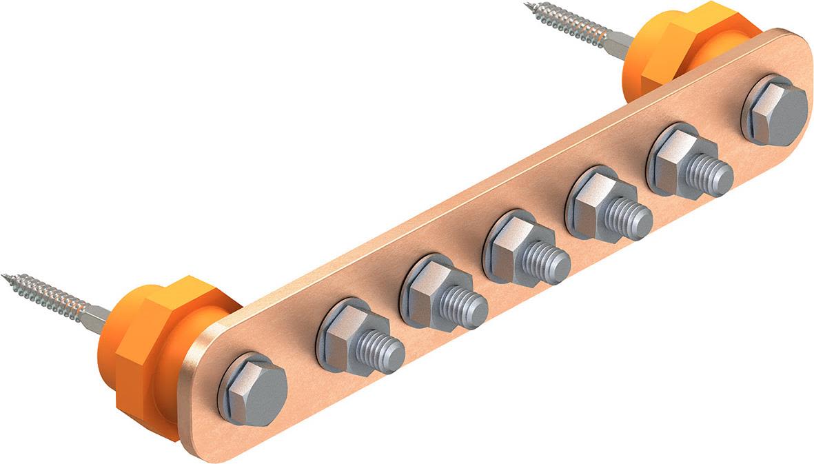 Obo Bettermann 5015830 Skena med isolerad distans för väggmontage 246 mm, koppar