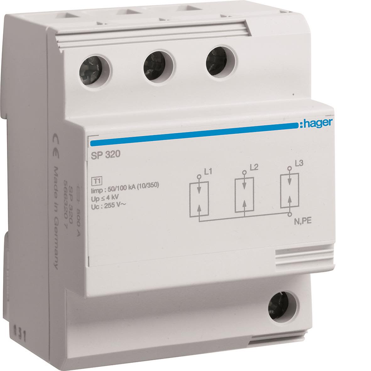 Hager SP320 Blixtströmavledare max 100 A 100 kA
