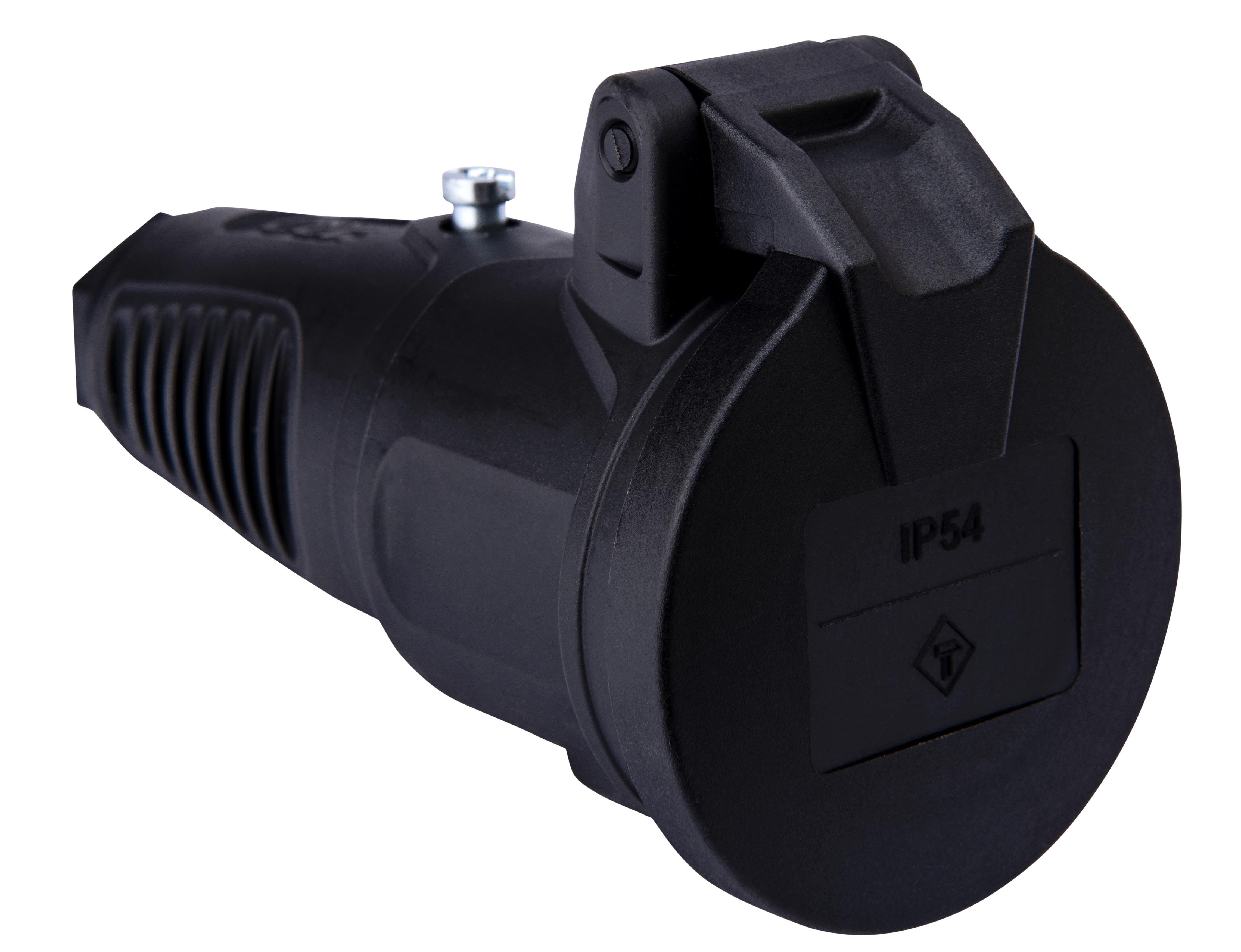 Gelia 4003005232 Skarvuttag IP44, svart med fjädrat lock