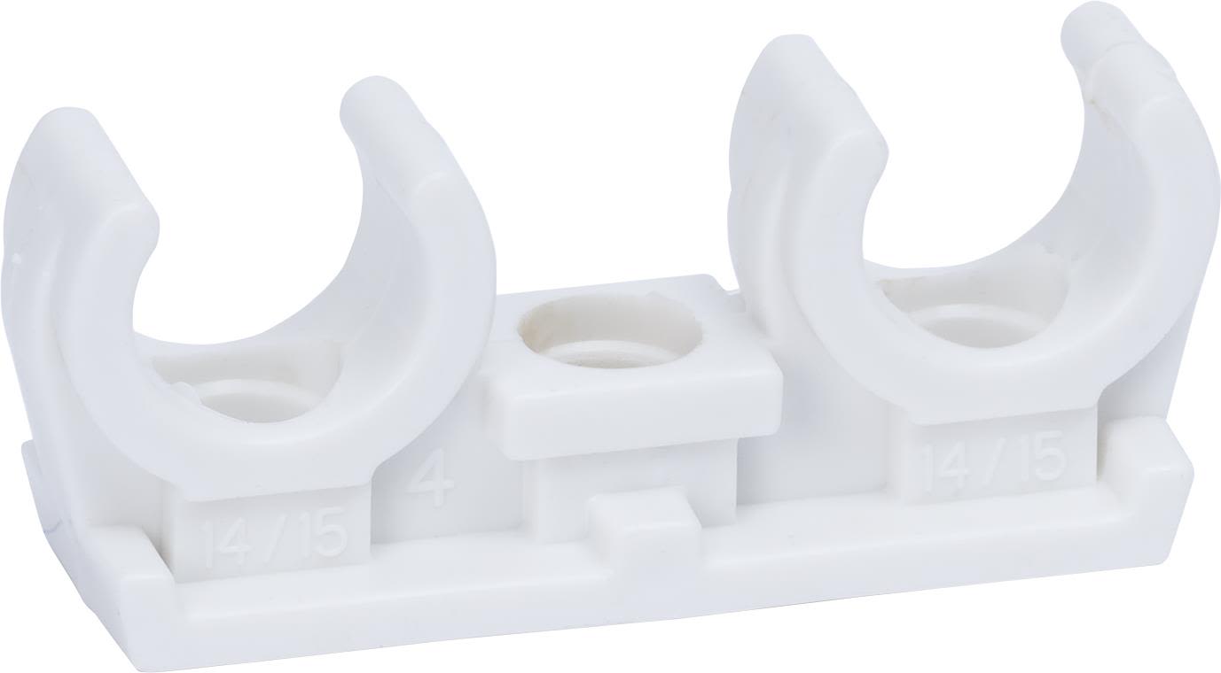 Gelia 3000501282 Rörklämma dubbel, plast, vit, 2-pack 12 mm