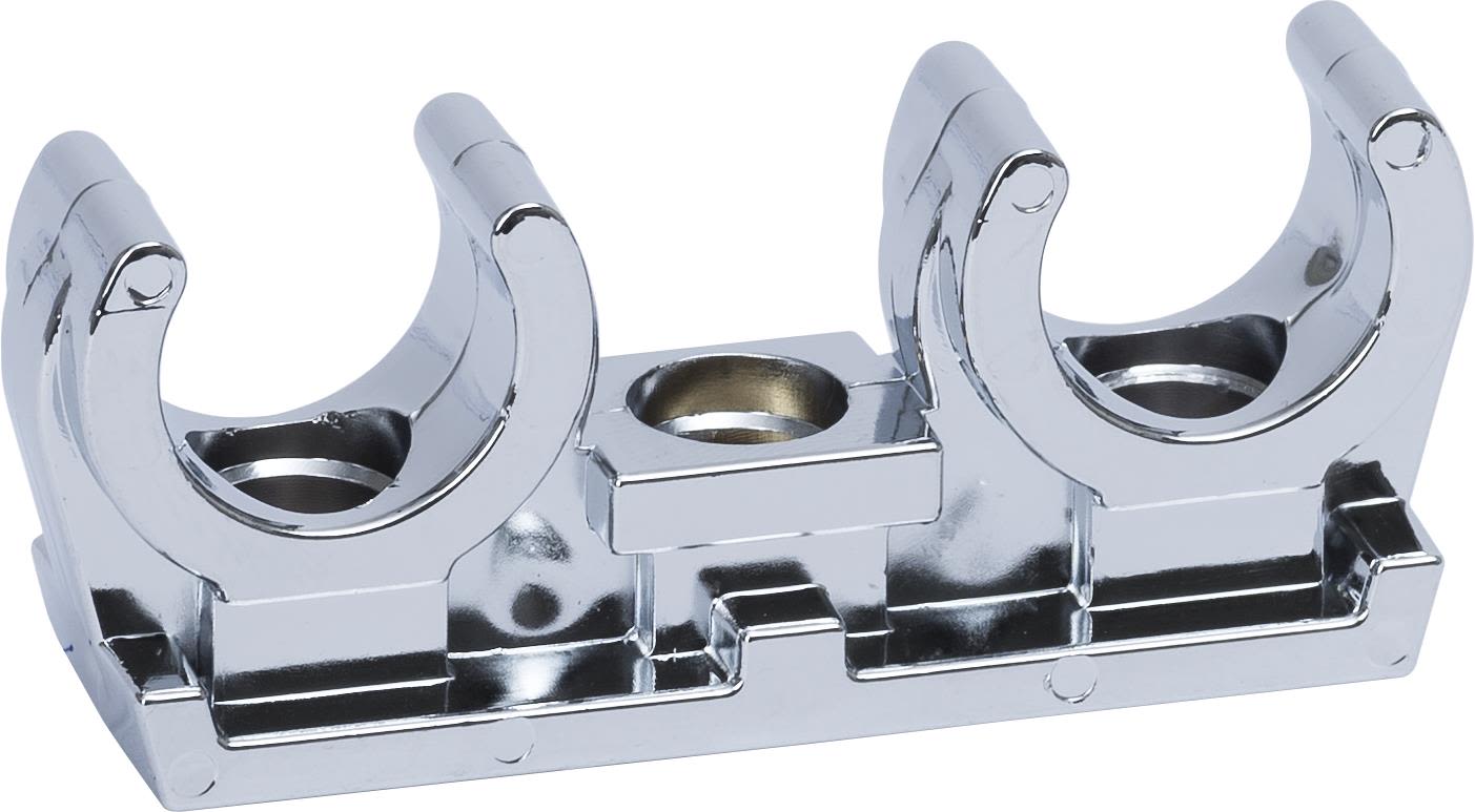 Gelia 3000507522 Rörklämma dubbel, plast, kromfärgad, 2-pack 15 mm