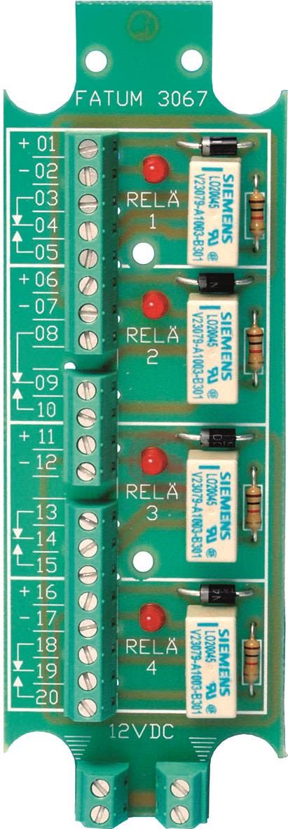 Alarmtech 3067.03 Reläplint 4-relä, 12 DC LSA-Plus
