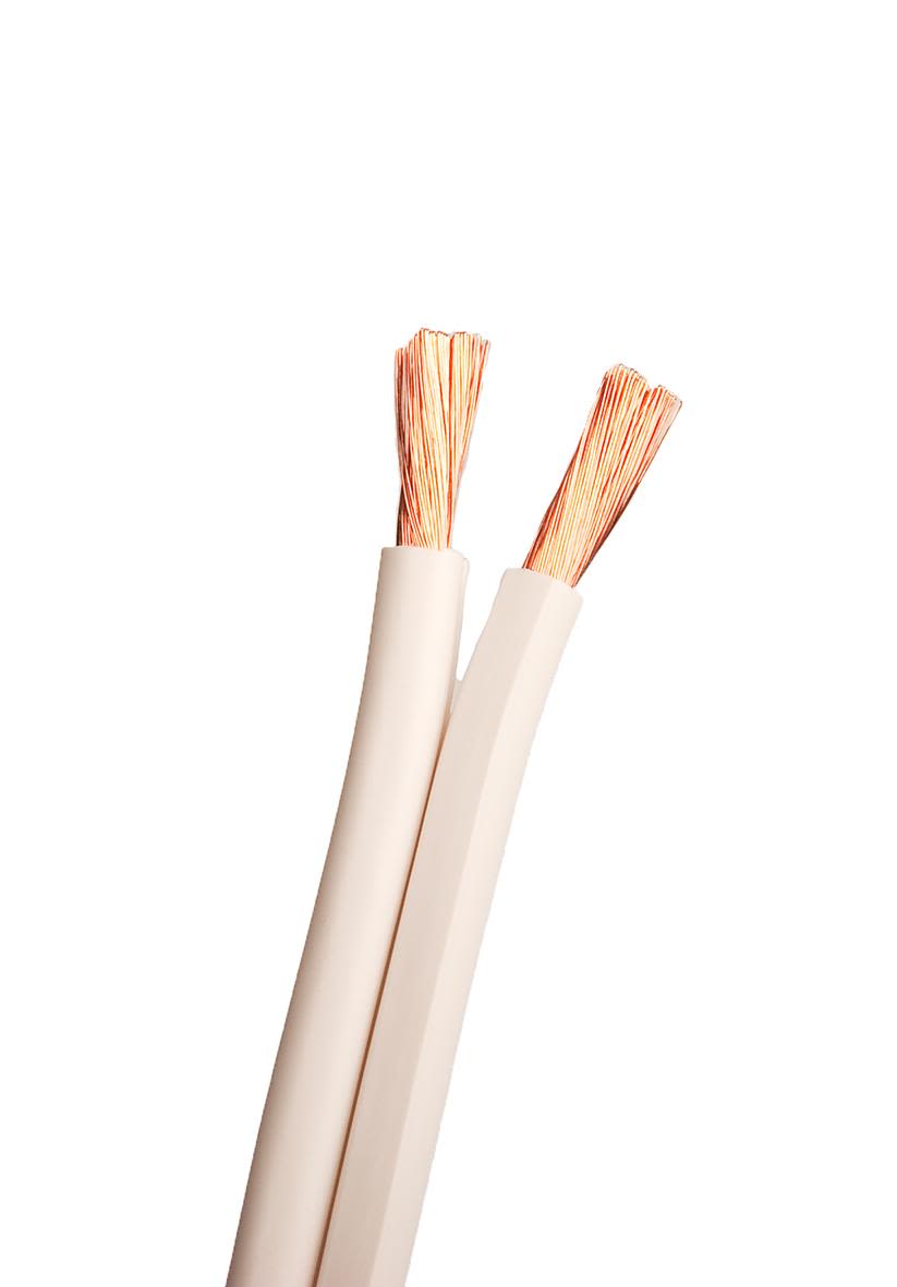 SUPRA 4866640 Høyttalerkabel 0,127 mm, syrefrie kobberkardeler 2 x 2,5, hvit, 1 m