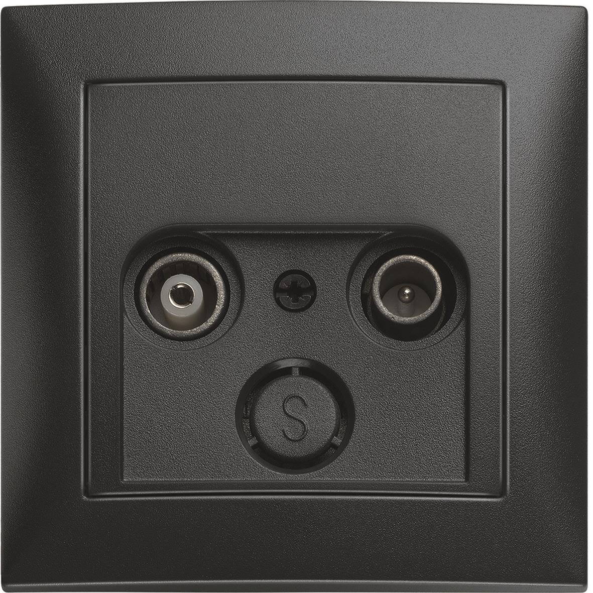 Hager 6345151606 Antennuttag 75 ohm, 15 dB dämpning, IP20 Antracitgrå