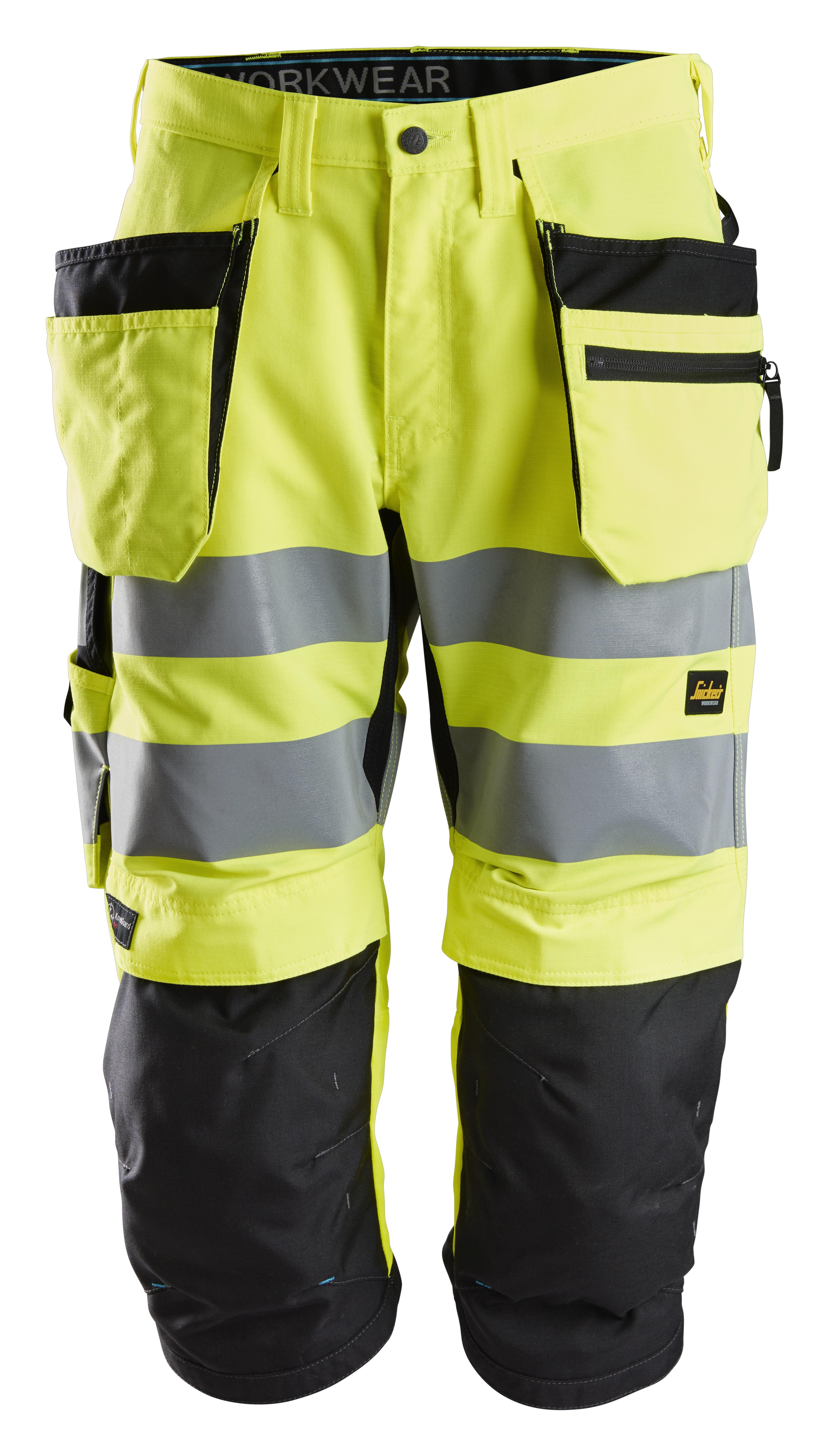 Snickers Workwear 6134 LiteWork Piraattihousut huomiovärilliset, keltainen Huomioväri, Keltainen