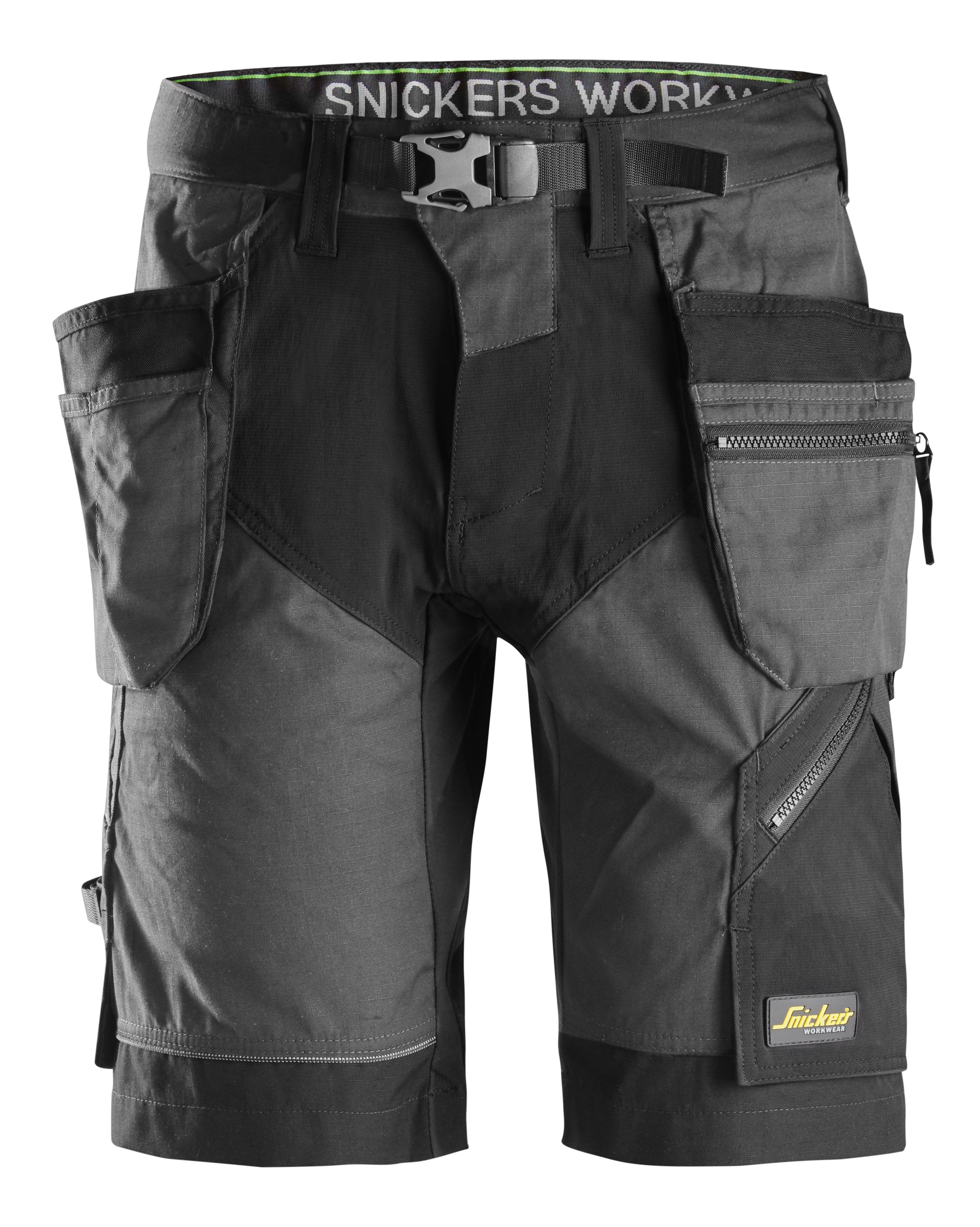 Snickers Workwear 6904 FlexiWork Arbeidsshorts stålgrå/svart Stålgrå/Svart