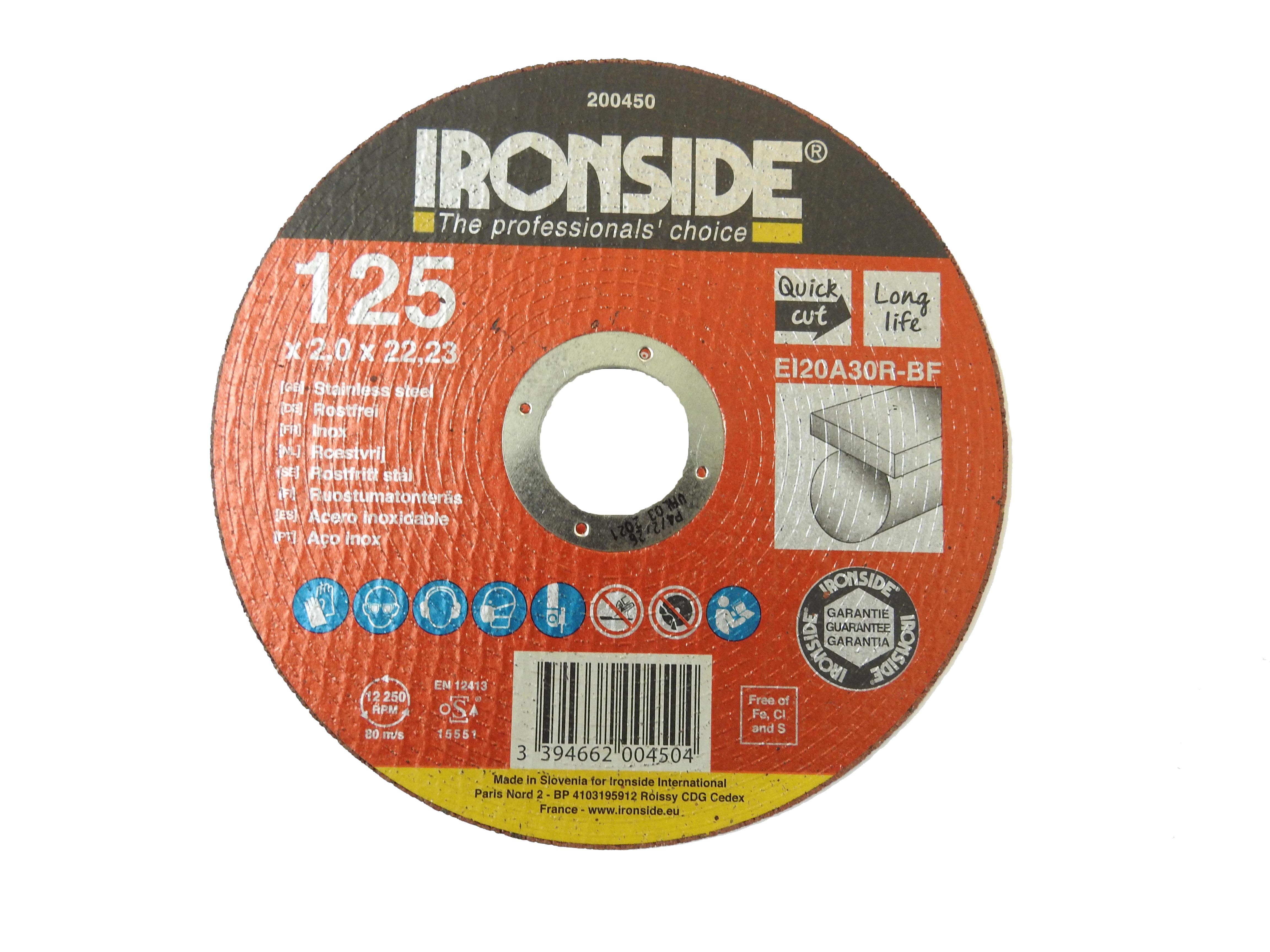 Ironside 200450 Kapskiva 125 mm, F41, EI20, Inox 125x2,0x22 mm