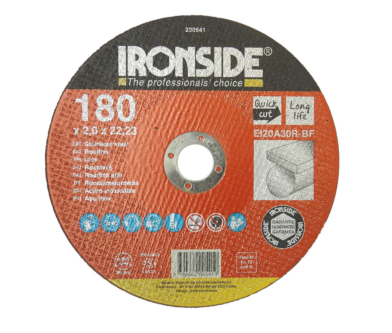 Ironside 200541 Kapskiva 180 mm, F41, EI20, Inox 180x2,0x22 mm