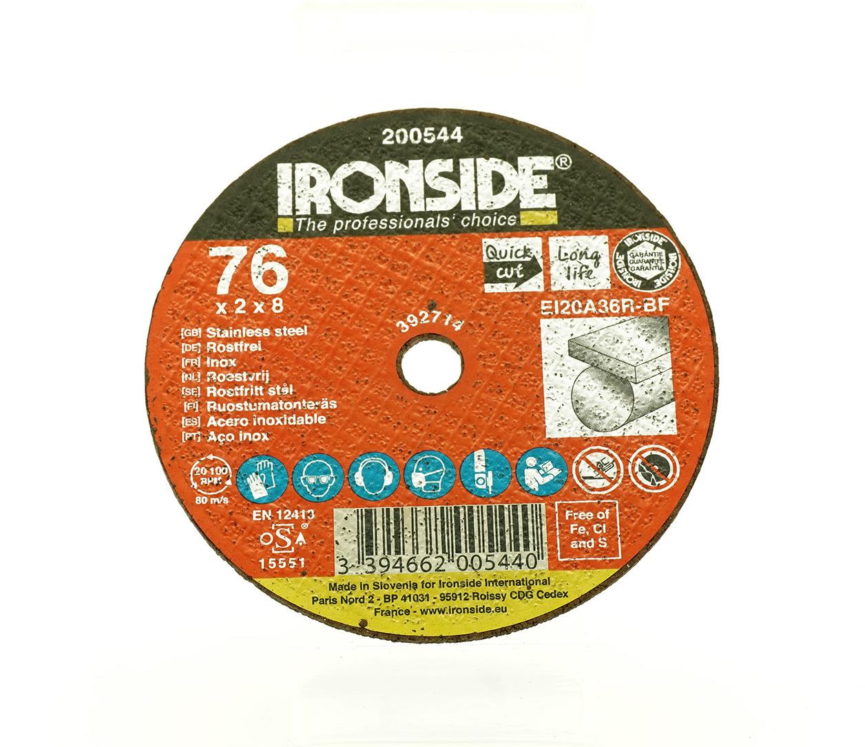 Ironside 200544 Kapskiva 76 mm, F41, EI20, Inox 76x2,0x8 mm