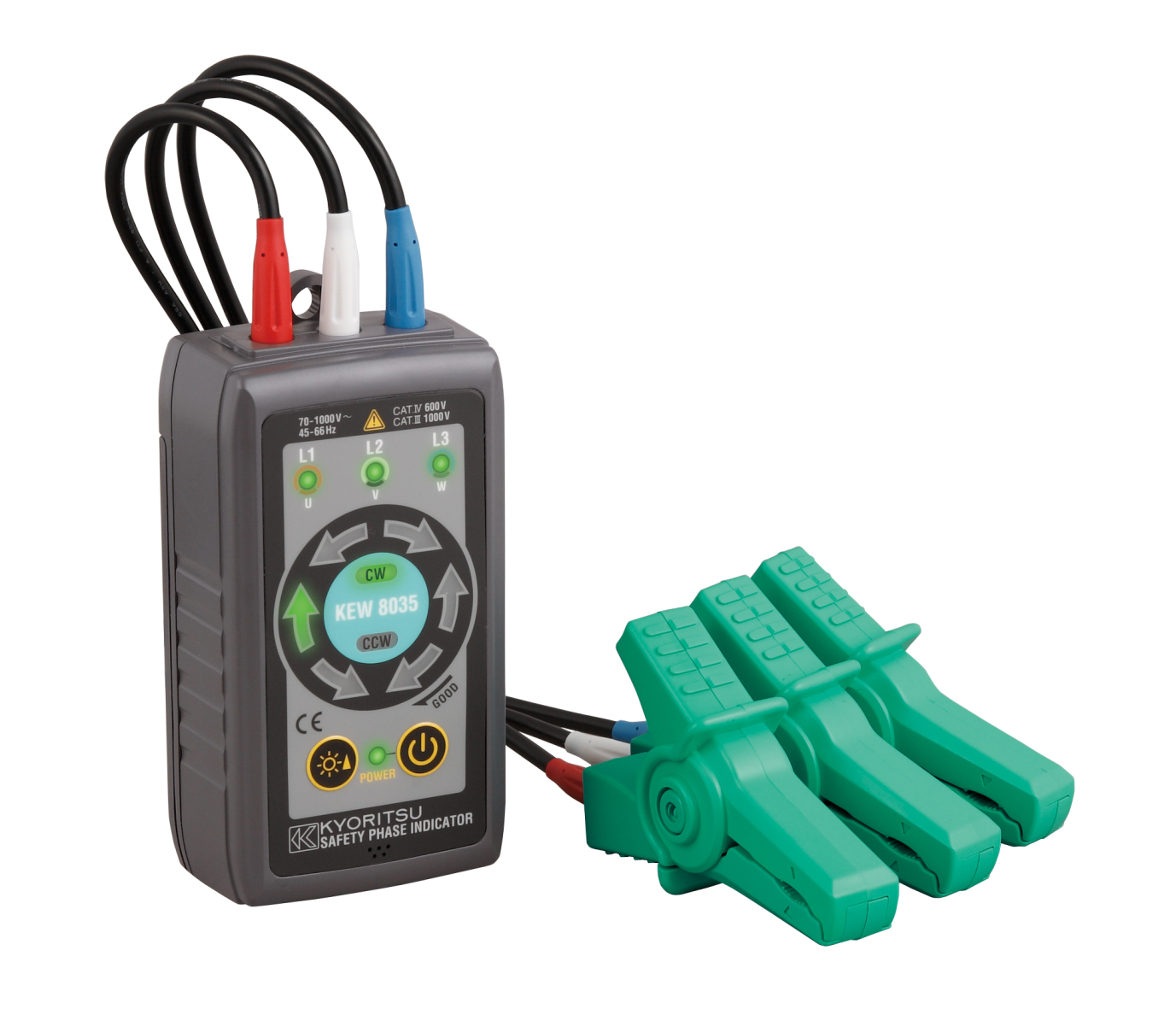 Kyoritsu K8035 Fasefølgetestere med 3 klemmer