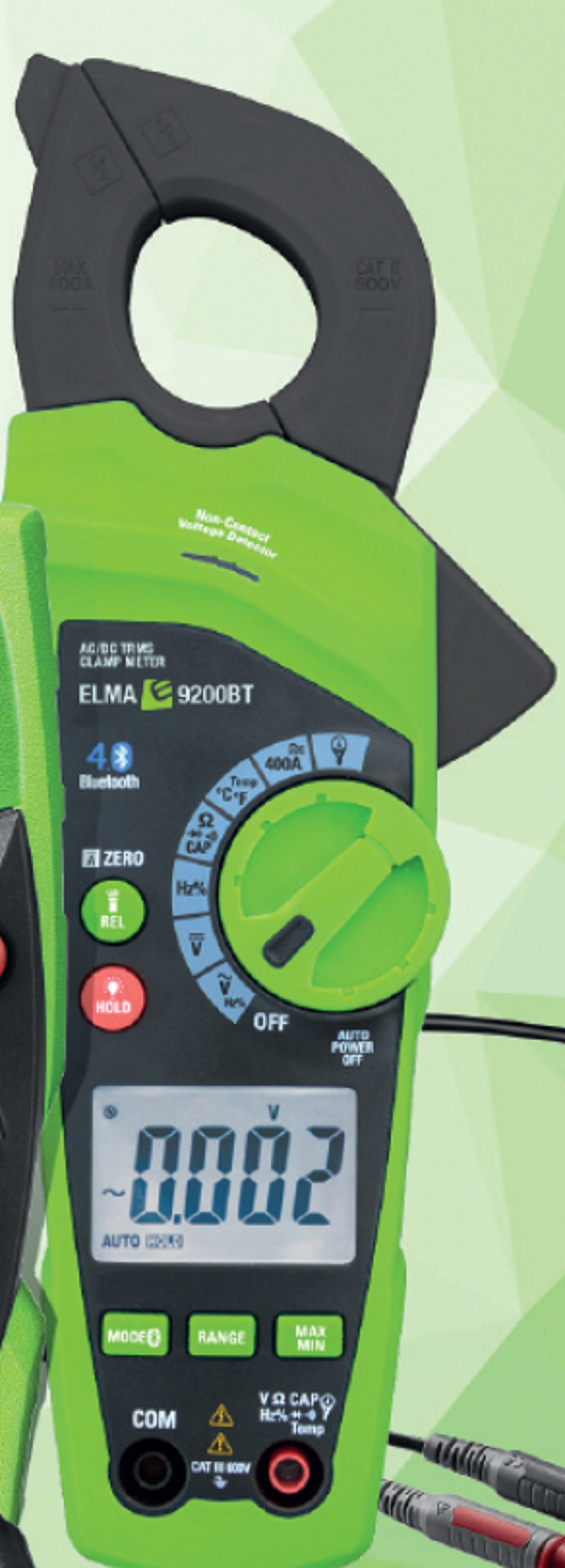 Elma 9200BT True RMS AC/DC Tångamperemeter Bluetooth, gratis APP, LED-ficklampa
