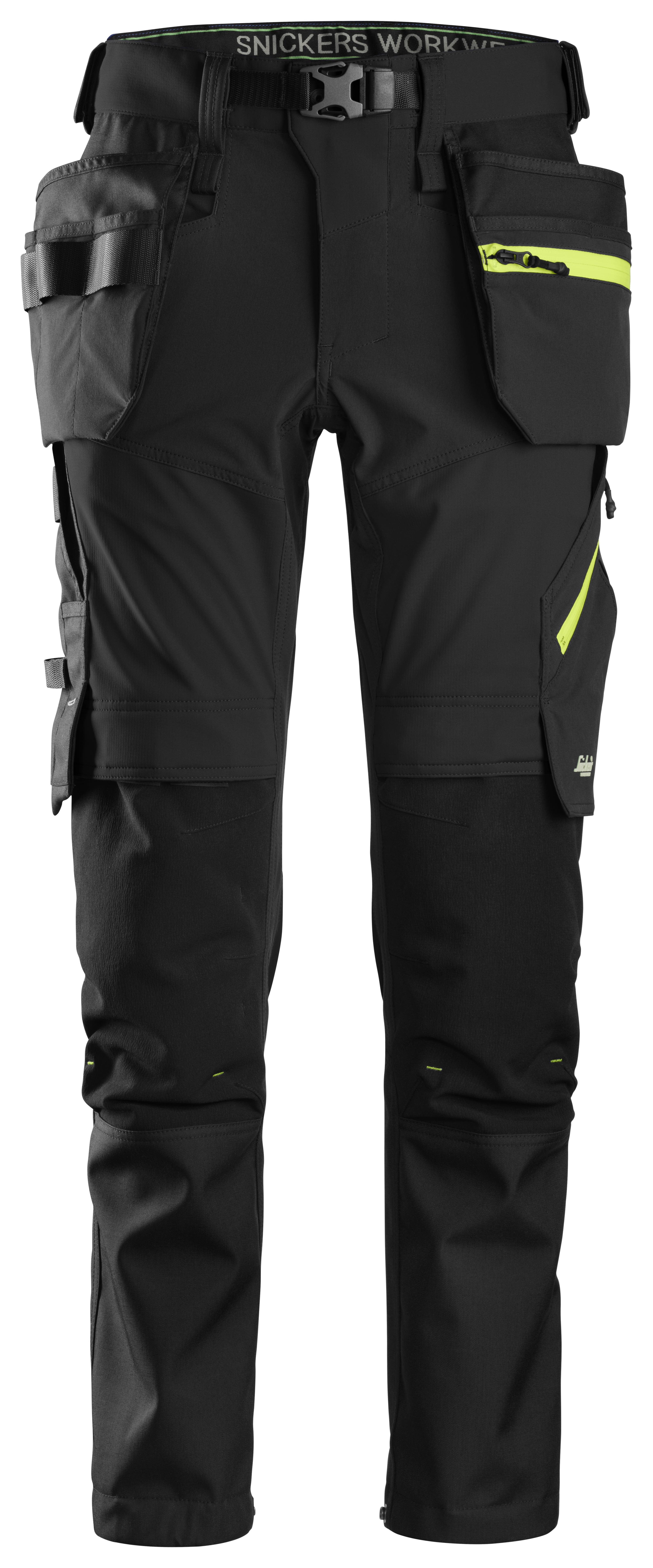 Snickers Workwear 6940 FlexiWork Työhousut musta Musta/neonkeltainen