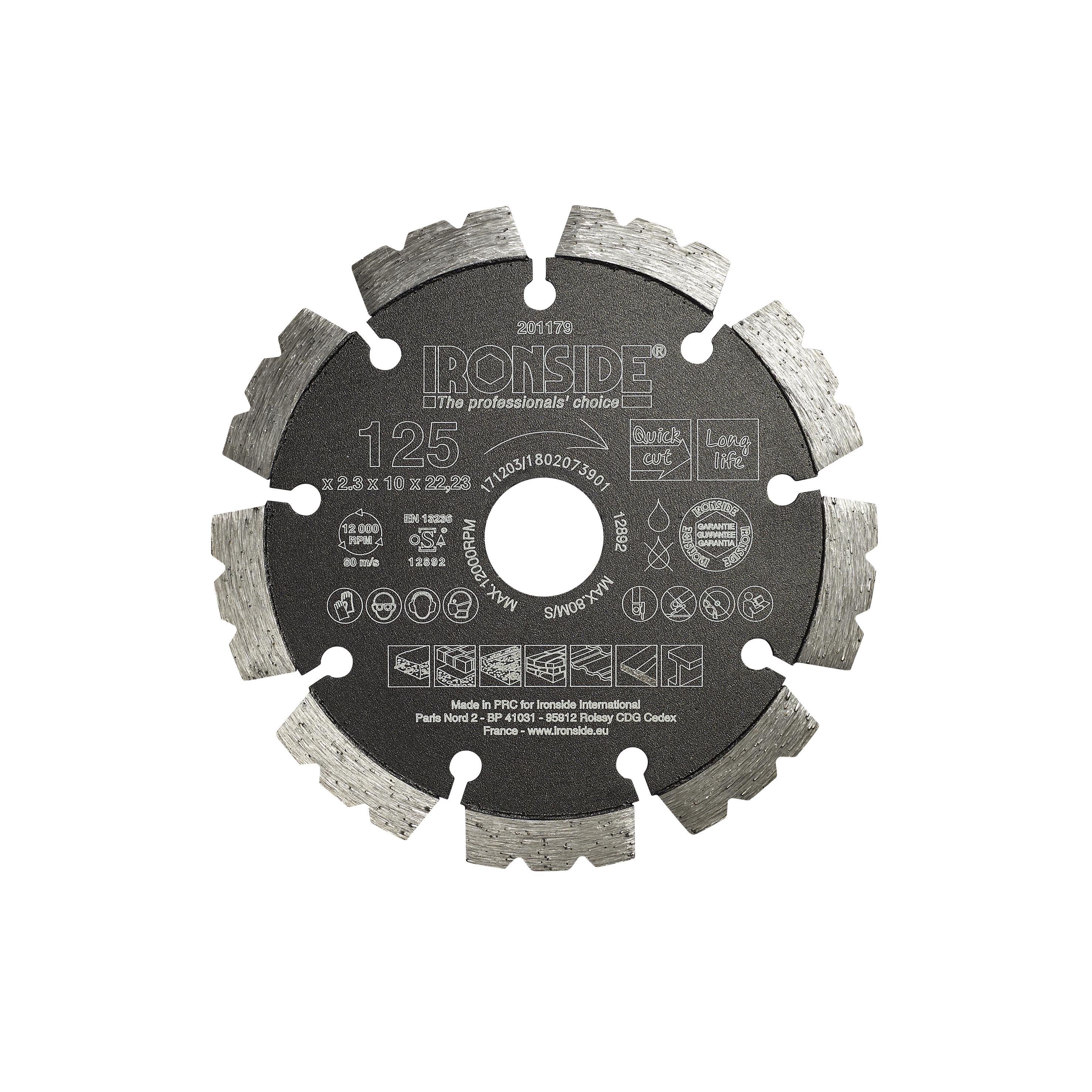 Ironside 201179 Diamantkapskiva universell, 125x22,23x2,3 mm