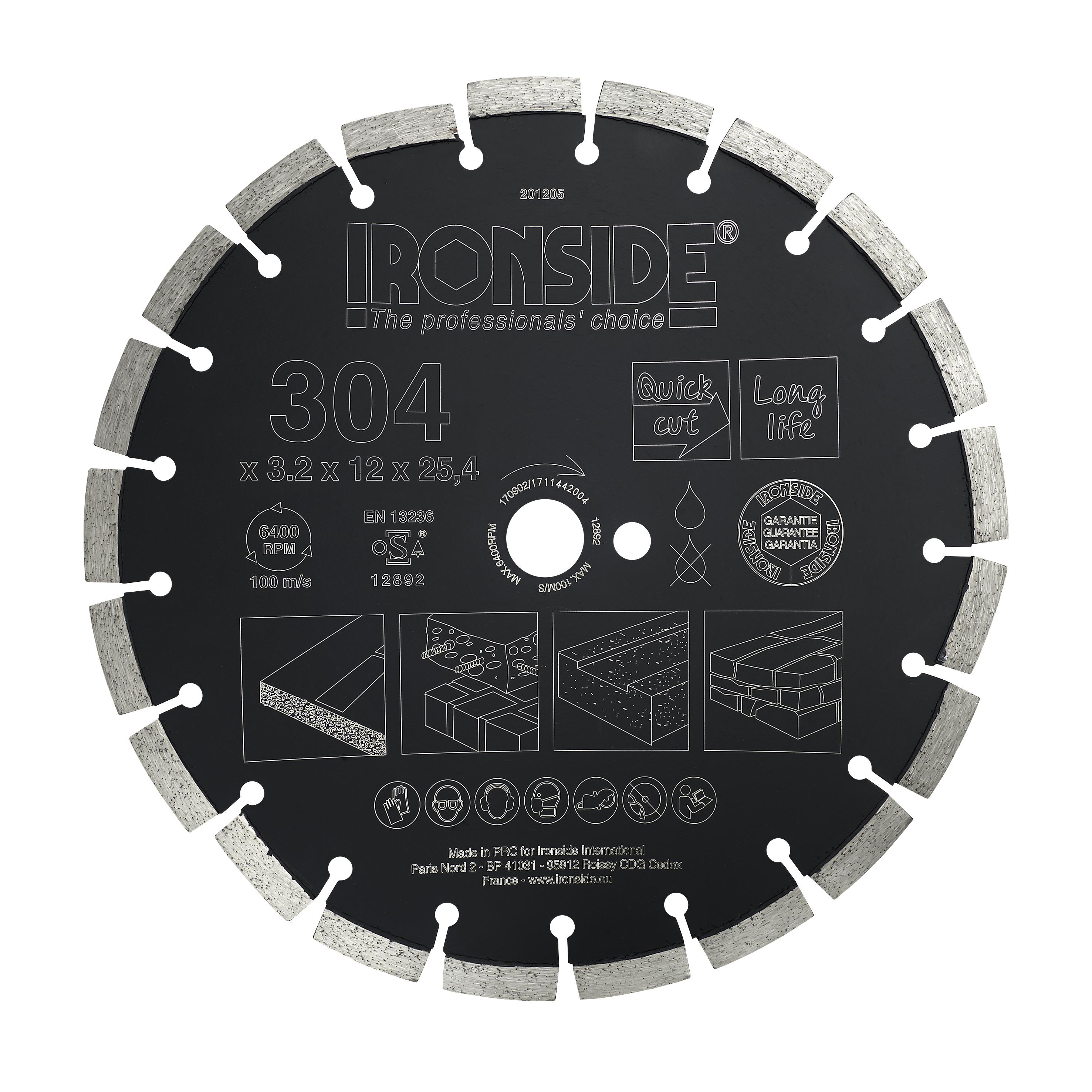 Ironside 201205 Diamantkapskiva 304x25,4x3,2 mm