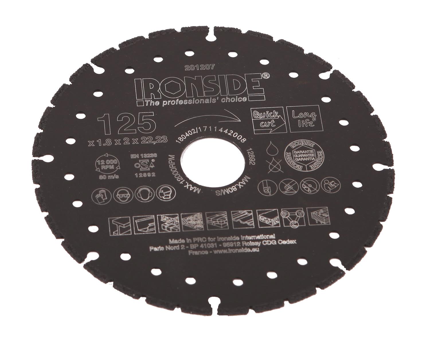 Ironside 201207 Diamantkapskiva 125 x 22,23 x 1,8 x 2 mm