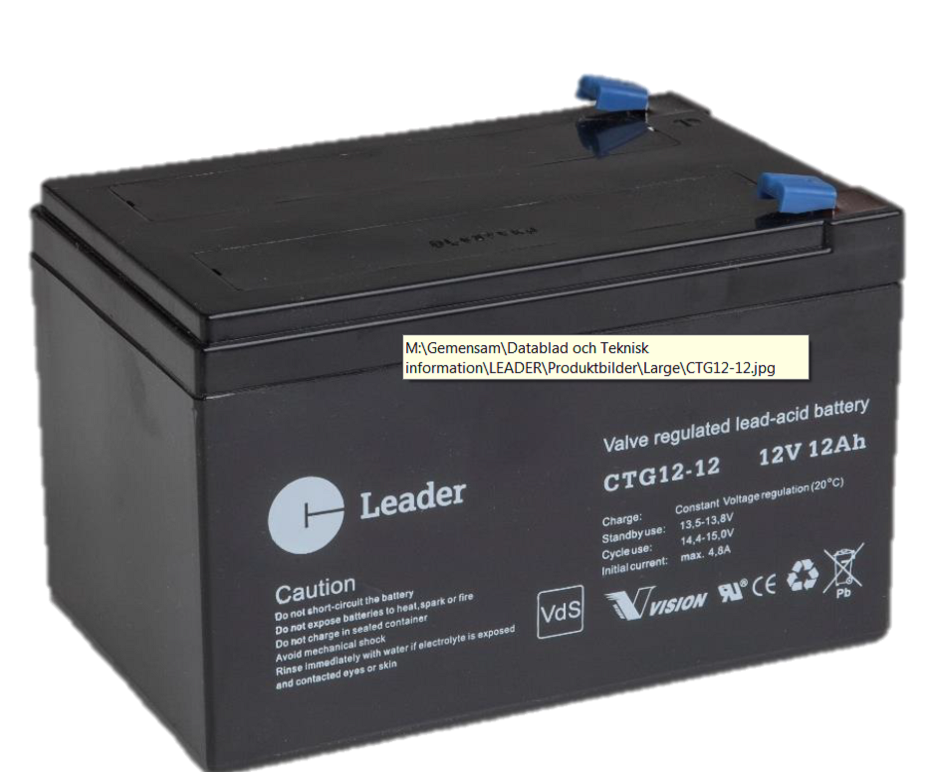 Leader CTG12-12 Blybatteri Leader 12V 151x98x101 mm, 12Ah