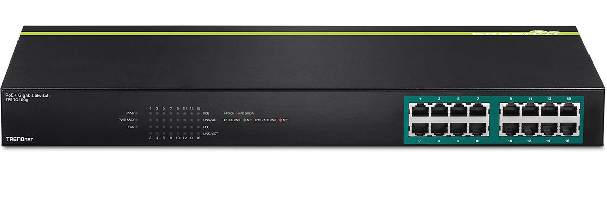 TRENDnet TPE-TG160G Switch fläktlös, metall 16 portar