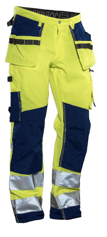 Jobman Star 2222 Arbeidsbukse gul/marineblå, varsel, klasse 2 Gul / Marineblå