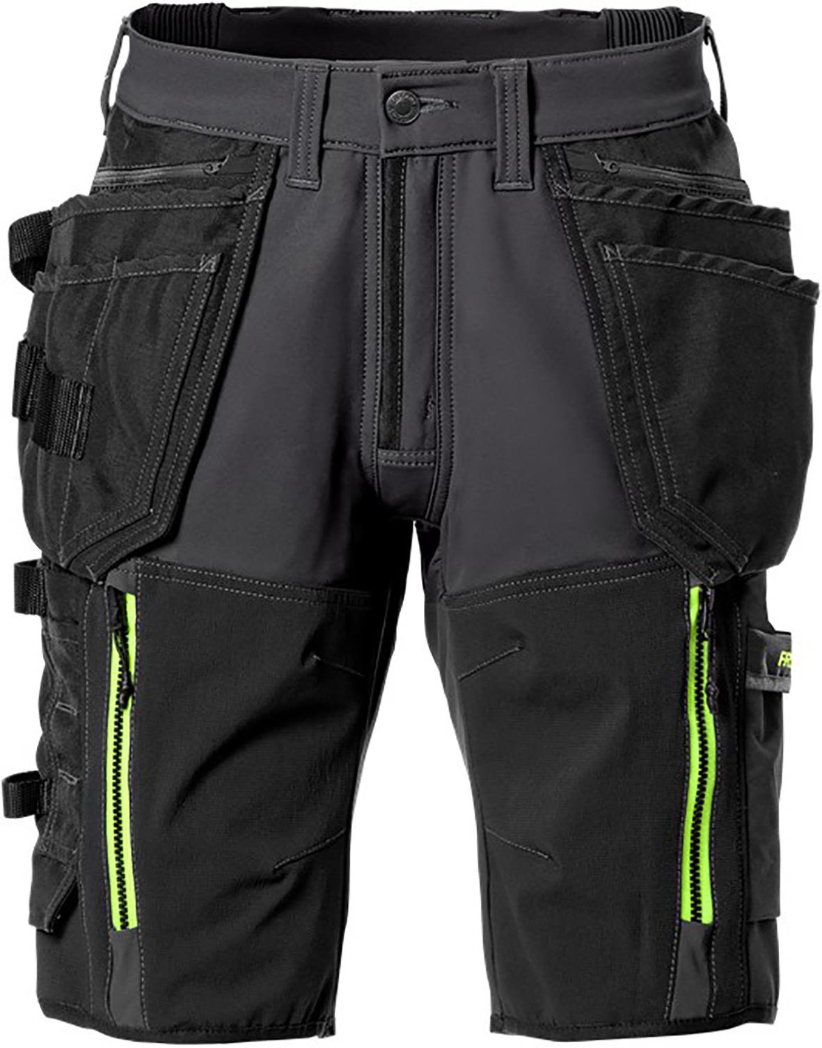 Fristads 2567 STP Håndværkershorts sort, gul C48