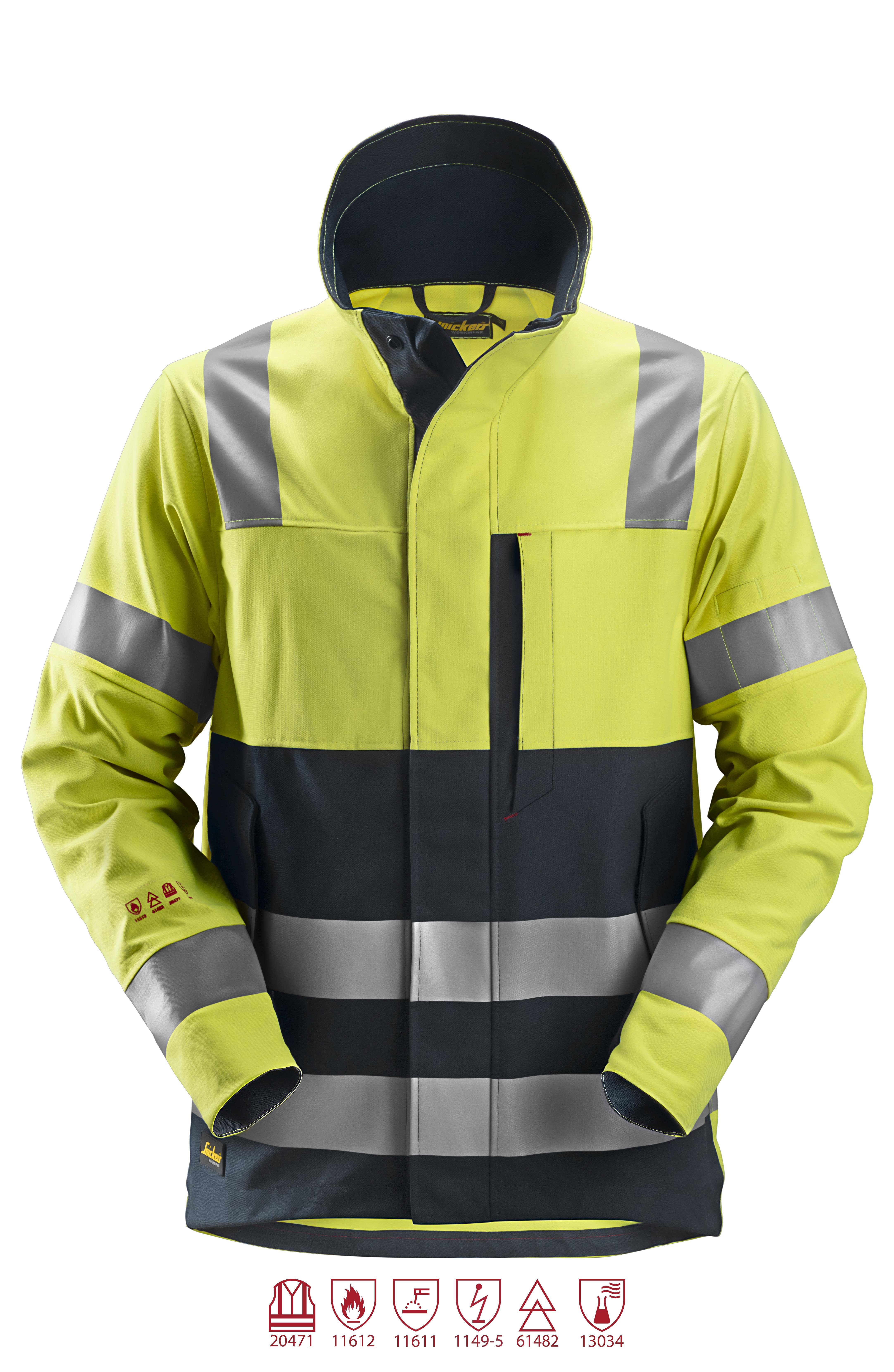 Snickers Workwear 1561 ProtecWork Jakke varsel, marineblå/gul 3XL