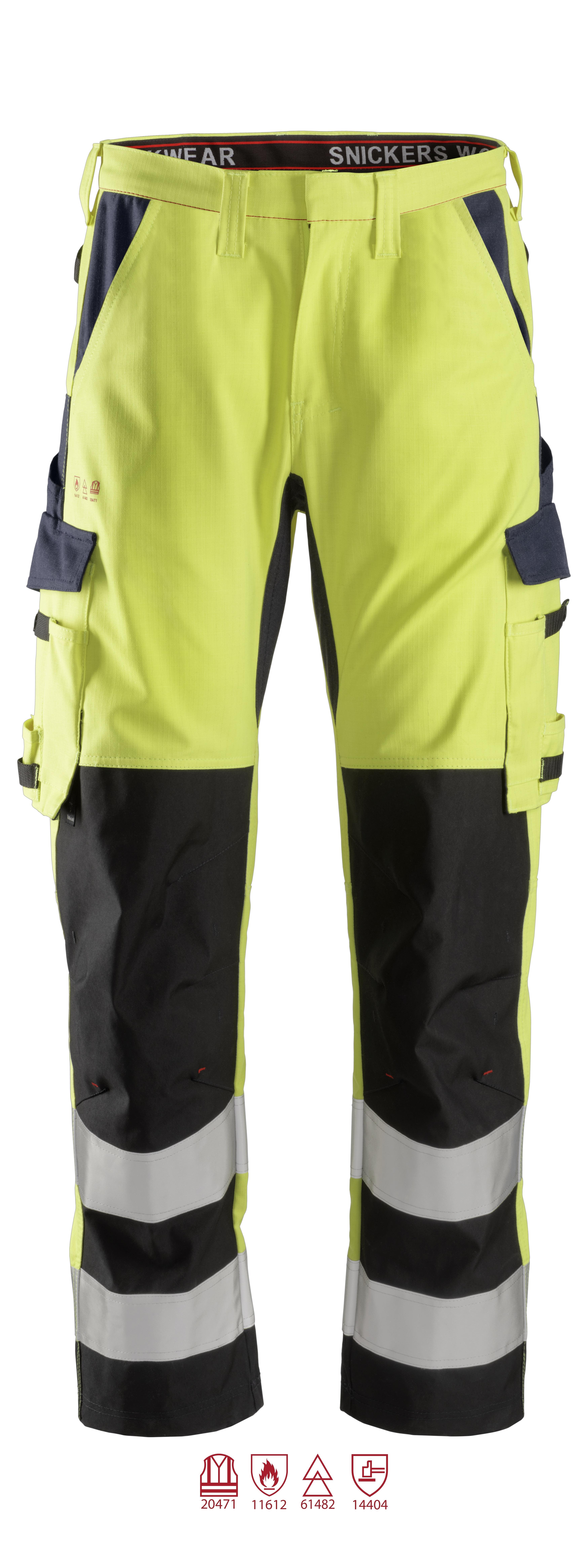 Snickers Workwear 6364 ProtecWork Arbeidsbukse varsel, gul/marineblå 156