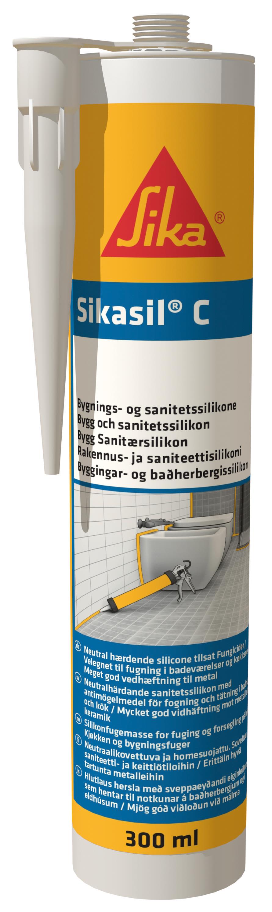 Sika Sil-C Fogmassa 300 ml, sanitetssilikon 300 ml, Beige