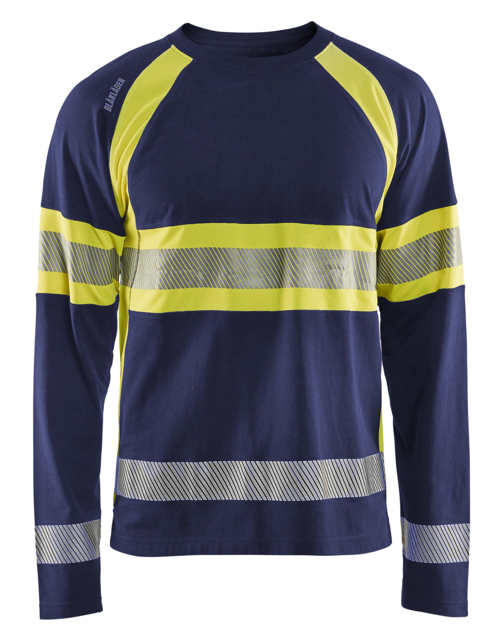 Blåkläder 351010308833XXL T-shirt marinblå/varselgul, långärmad Marinblå/Varselgul