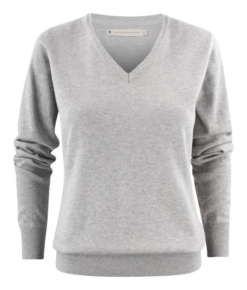 James Harvest Ashland V Woman Sweater Grå flettet Gråbroget