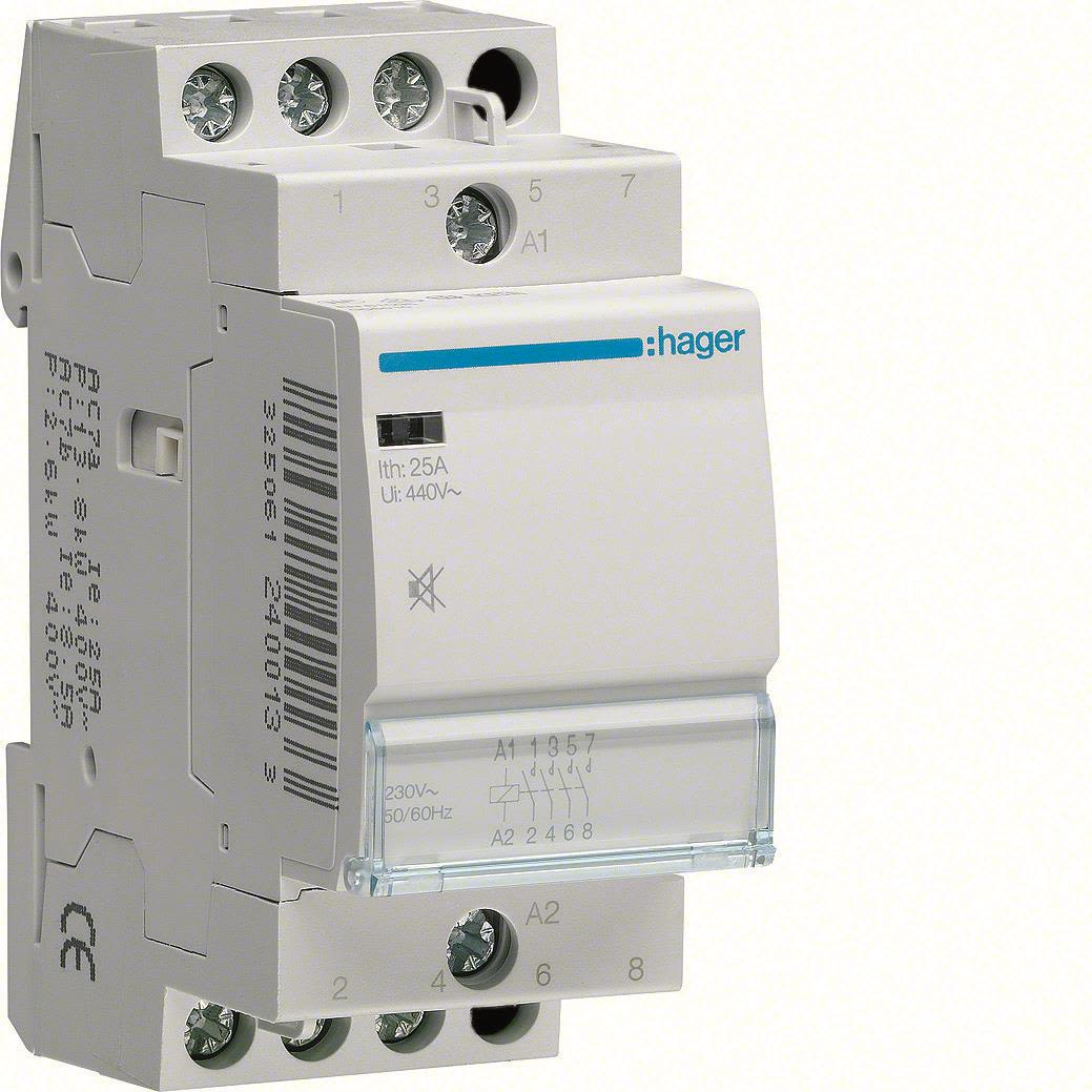 Hager ESC425S Kontaktor 25A, 230VAC 4 NO (slutande)