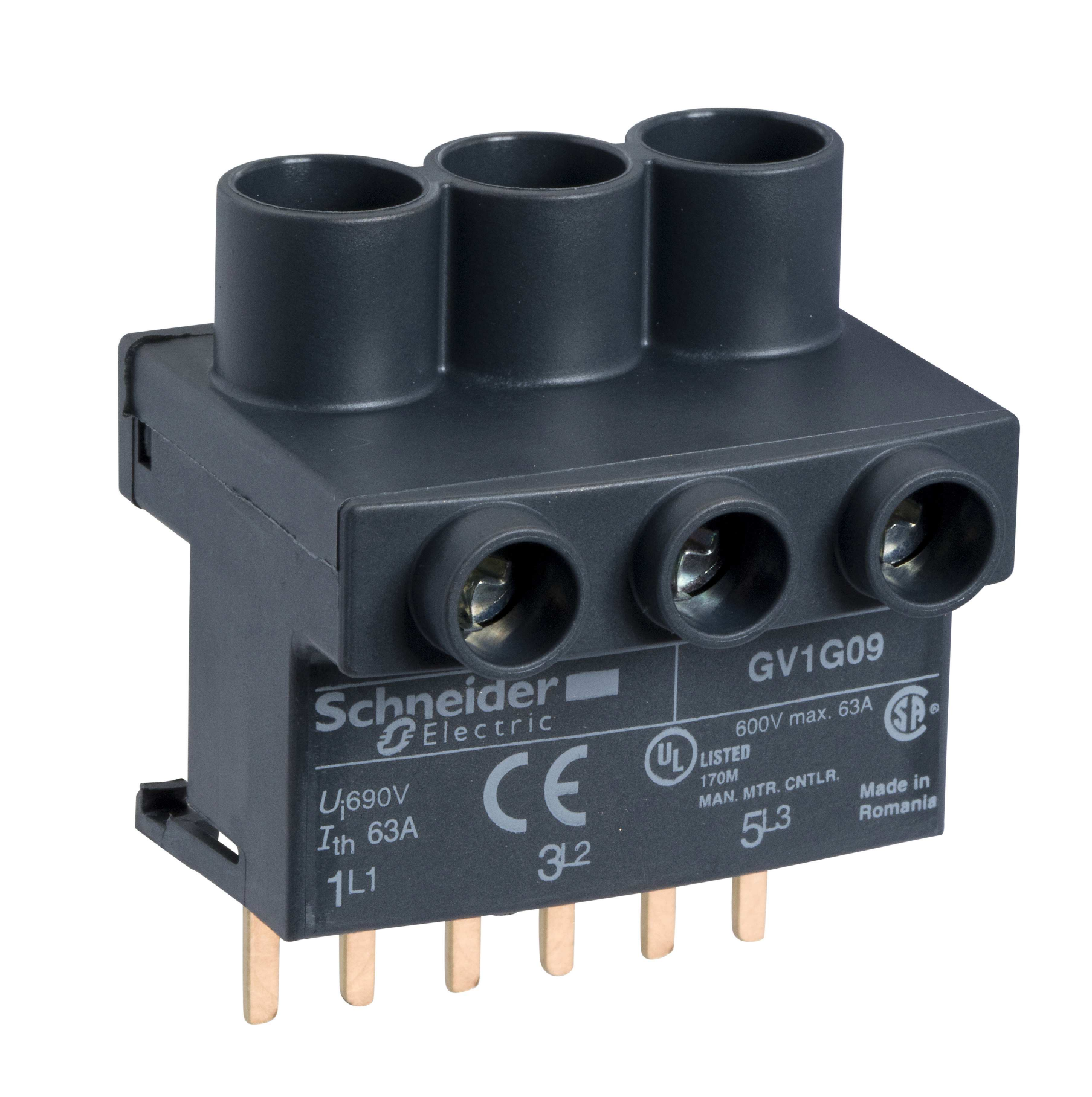 Schneider Electric GV1G09 Anslutningsplint till GV2G