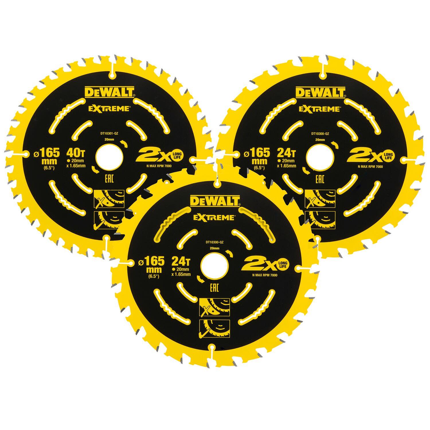Dewalt DT10397-QZ Extreme blade (230V) 165 x 20 3-pack ass.