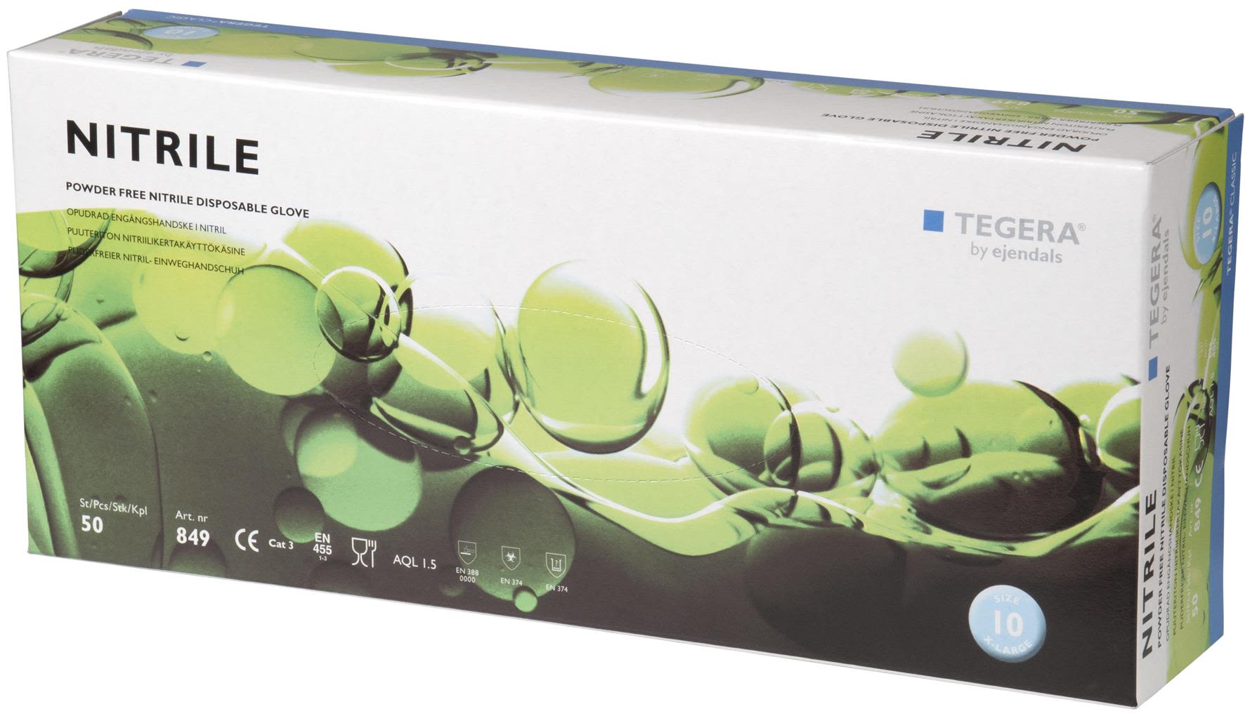 Tegera 849 Engångshandske Svart nitril, Opudrad 9, 50-pack
