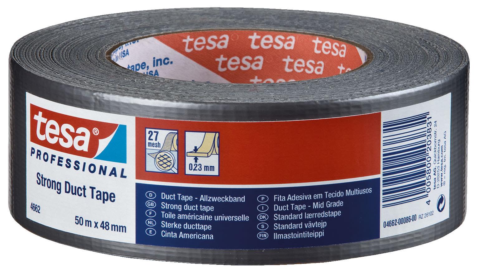 Tesa 4662 Byggtejp väv, silver 50 m x 48 mm