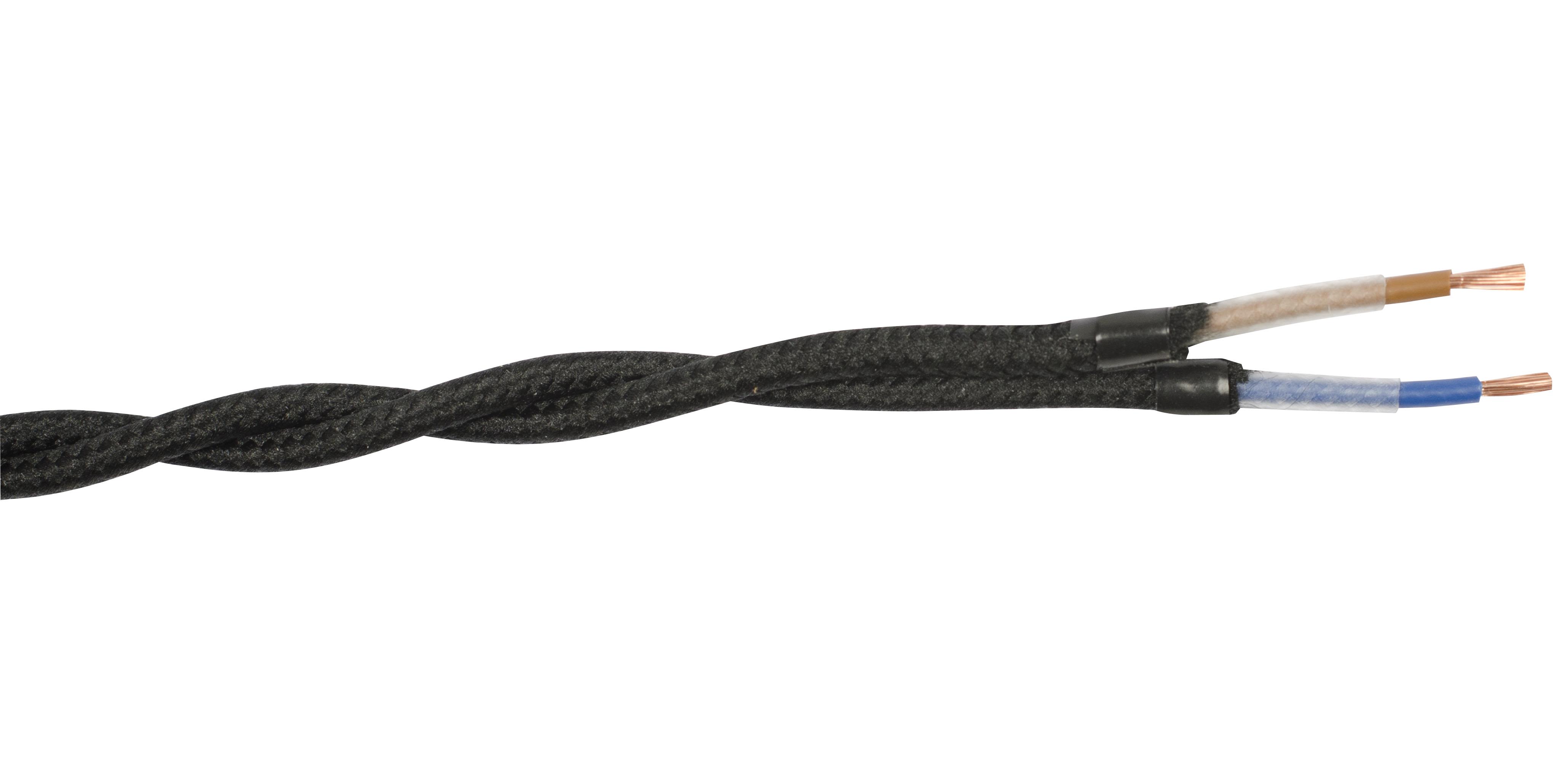 Gelia 4070910181 Tekstilkabel SKK, 2X0,75 tvunnet, 25 m Svart
