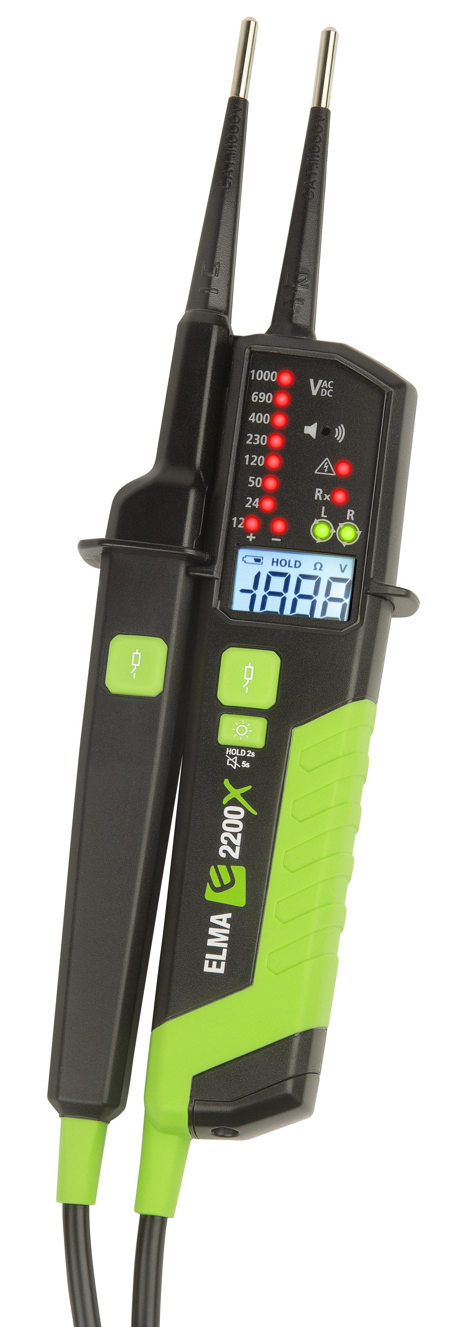 Elma 2200X Spenningstester med batteri og lommelykt