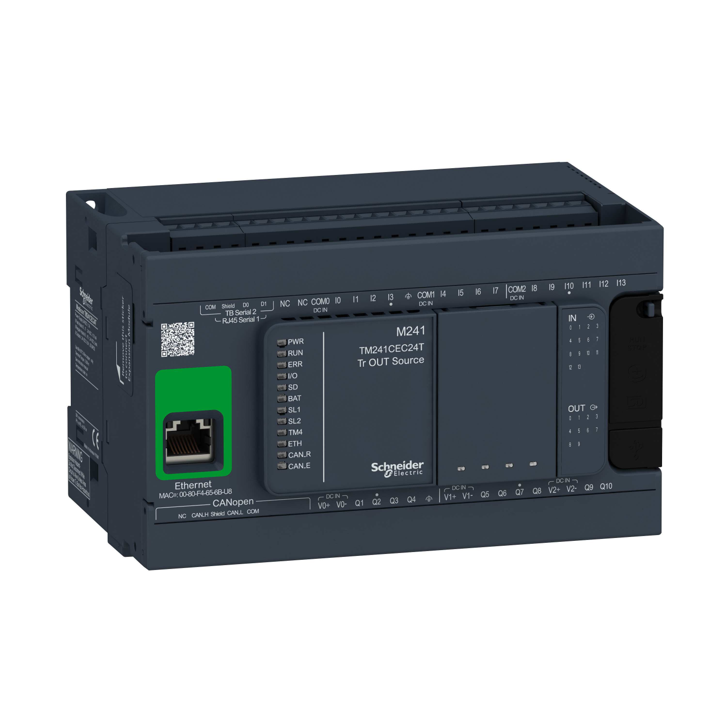 Schneider Electric TM241CEC24T Styrenhet digital, 24 VDC 14 ingångar, 10 utgångar