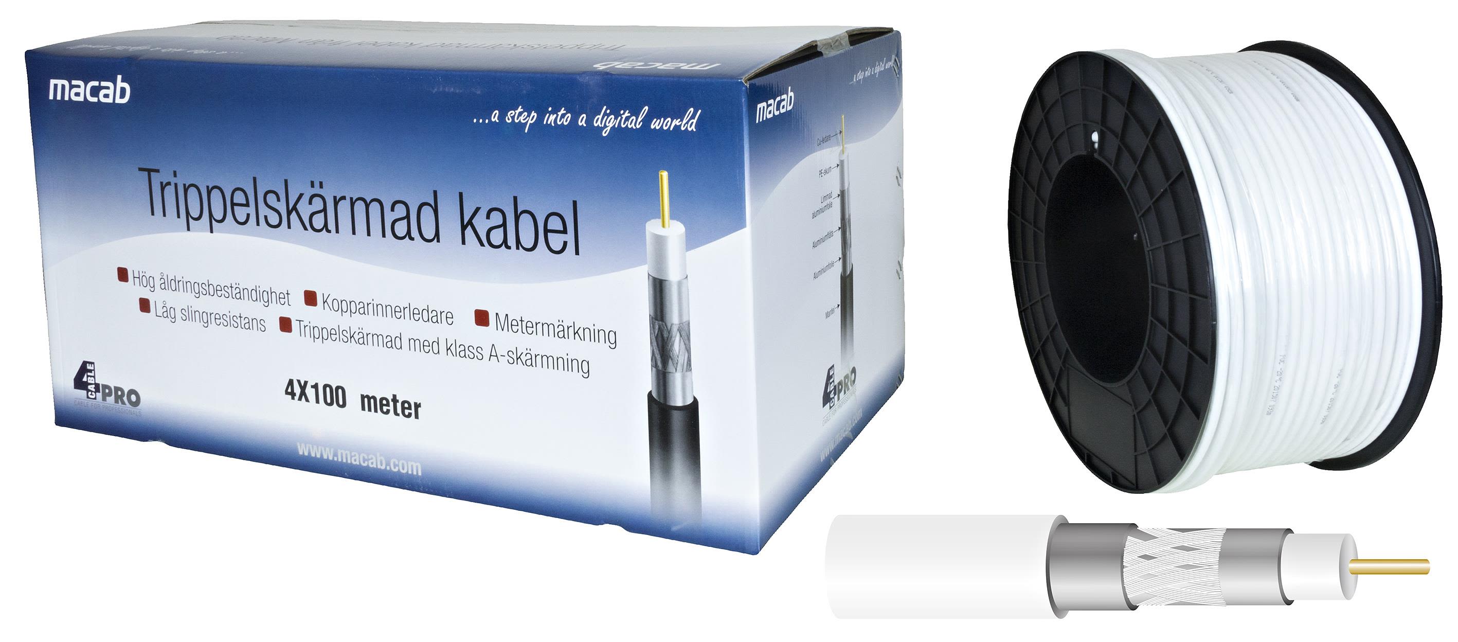 Televes RG-6T Koaksialkabel 1,0/4,6 mm, trippelskjermet 100 m