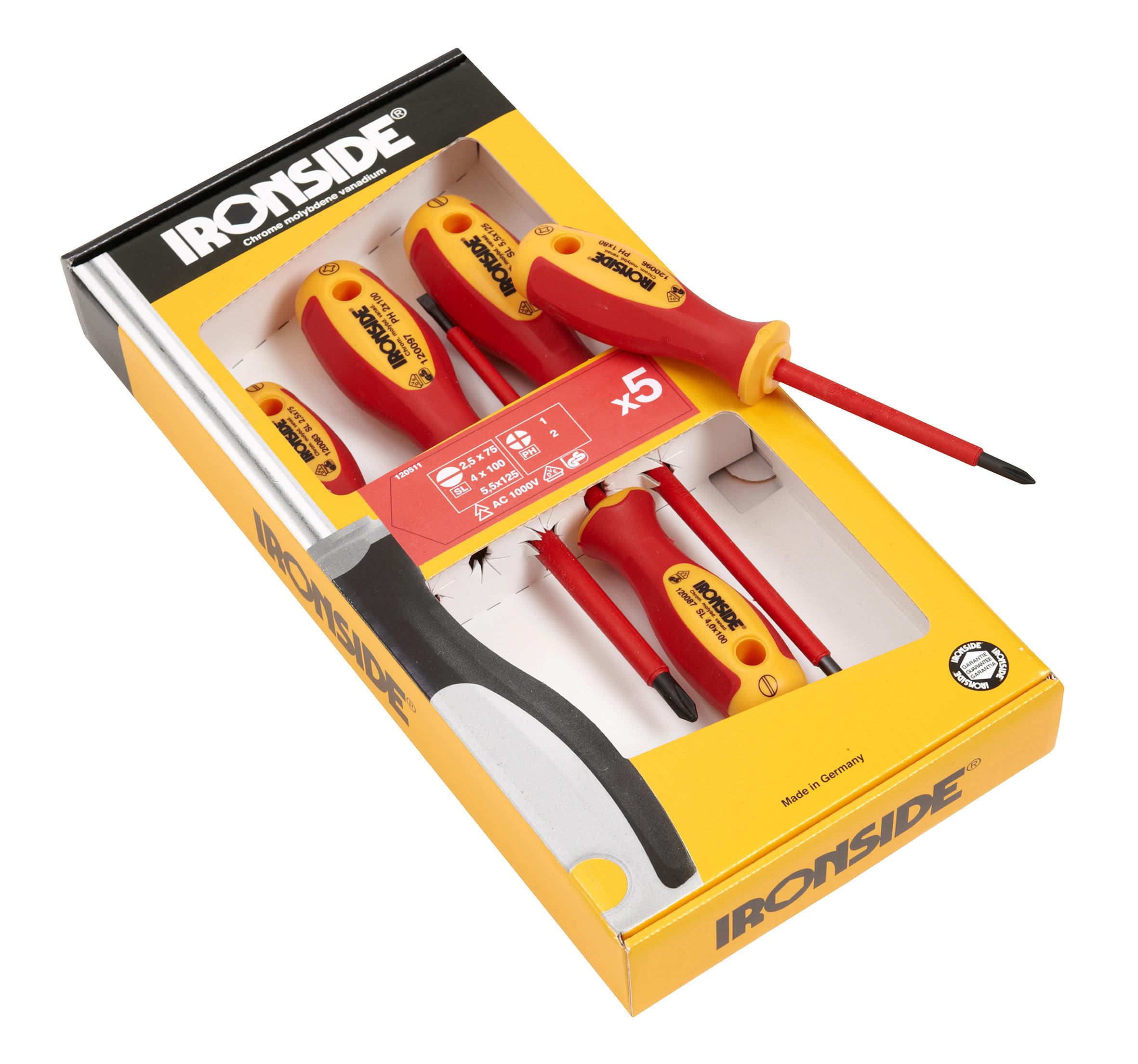 Ironside 120511 Skrutrekkersett VDE 1000 V, 5 deler