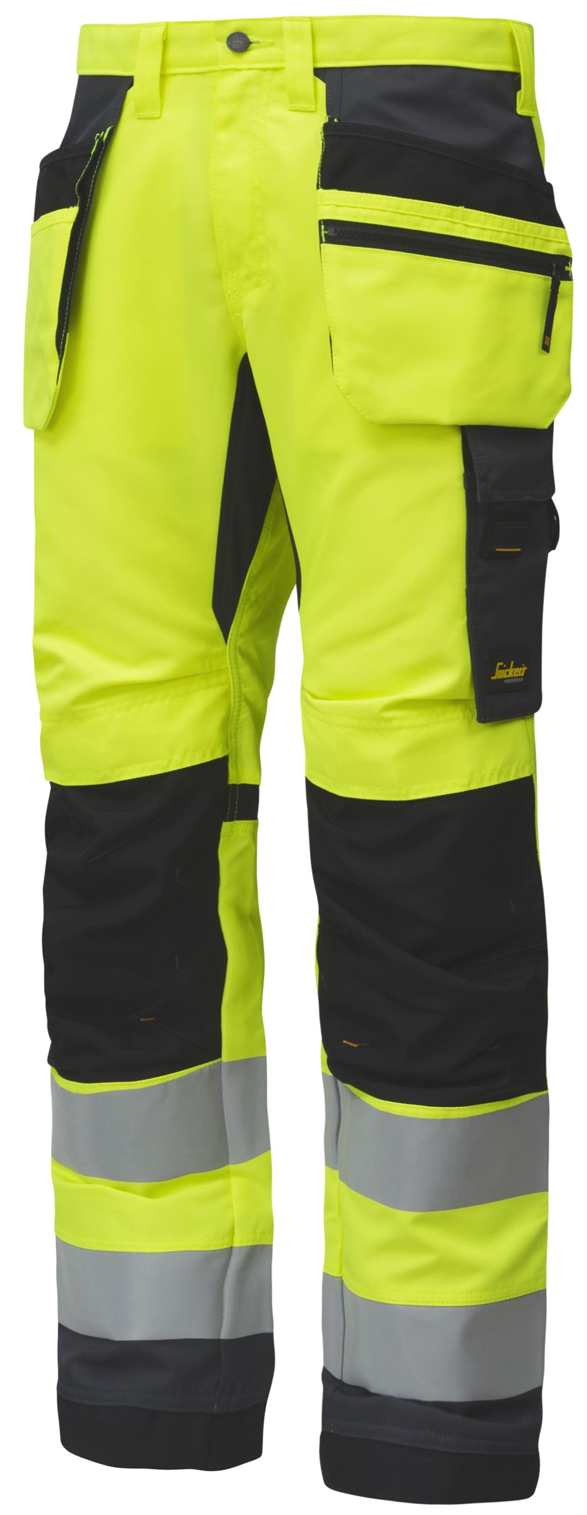 Bukse 6230 gul 54 snickers highvis kl 2 hylsterlommer