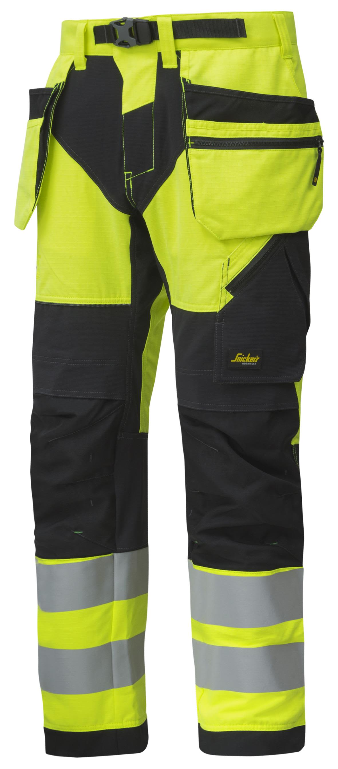 Snickers Workwear 6932 Flexiwork Arbeidsbukse varselgul/marine, med hylsterlommer Varselgul, Marine