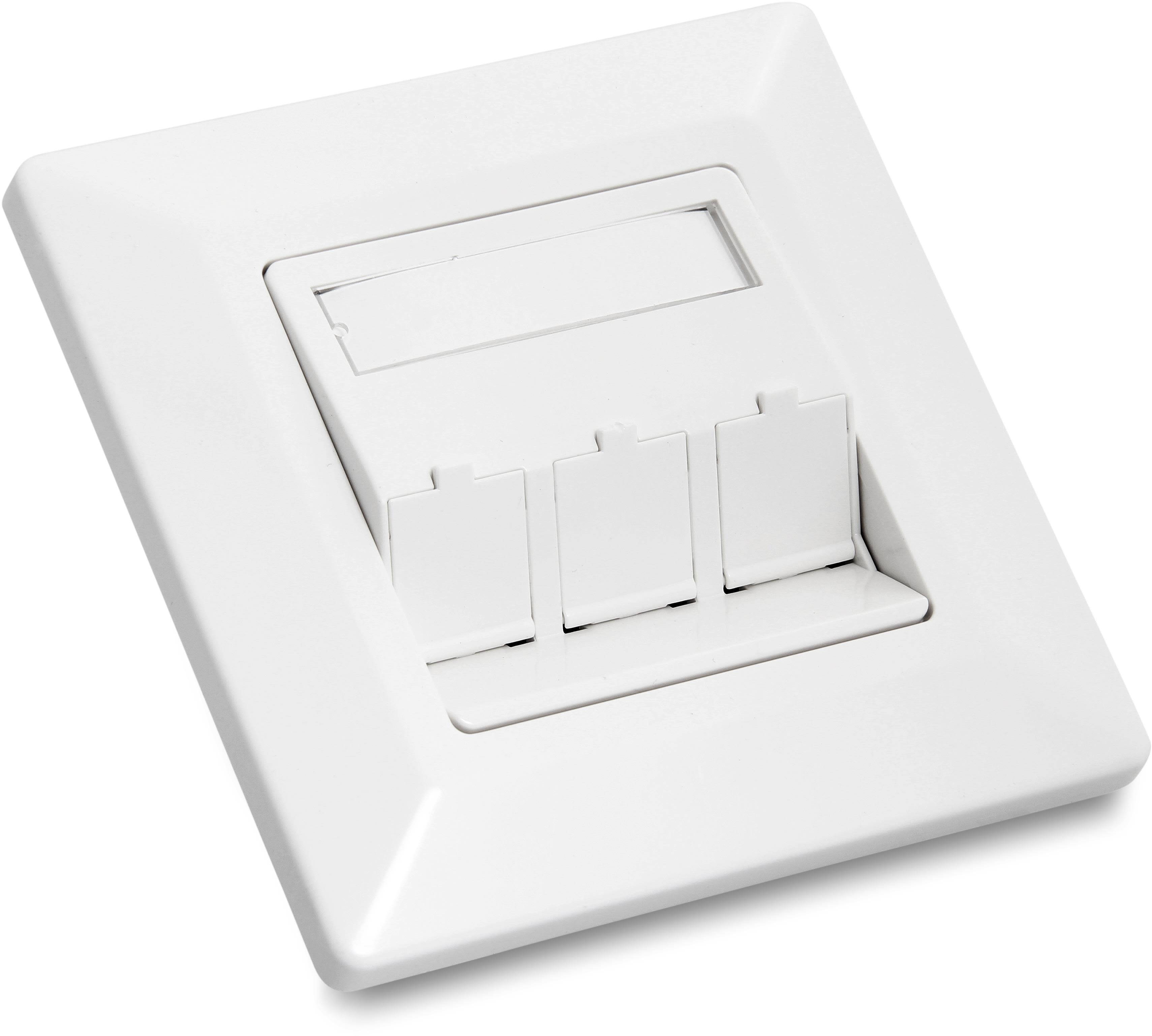 Eurolan 12B-1X-03WT Uttagslock med dammlucka 3 x RJ45-kontakt